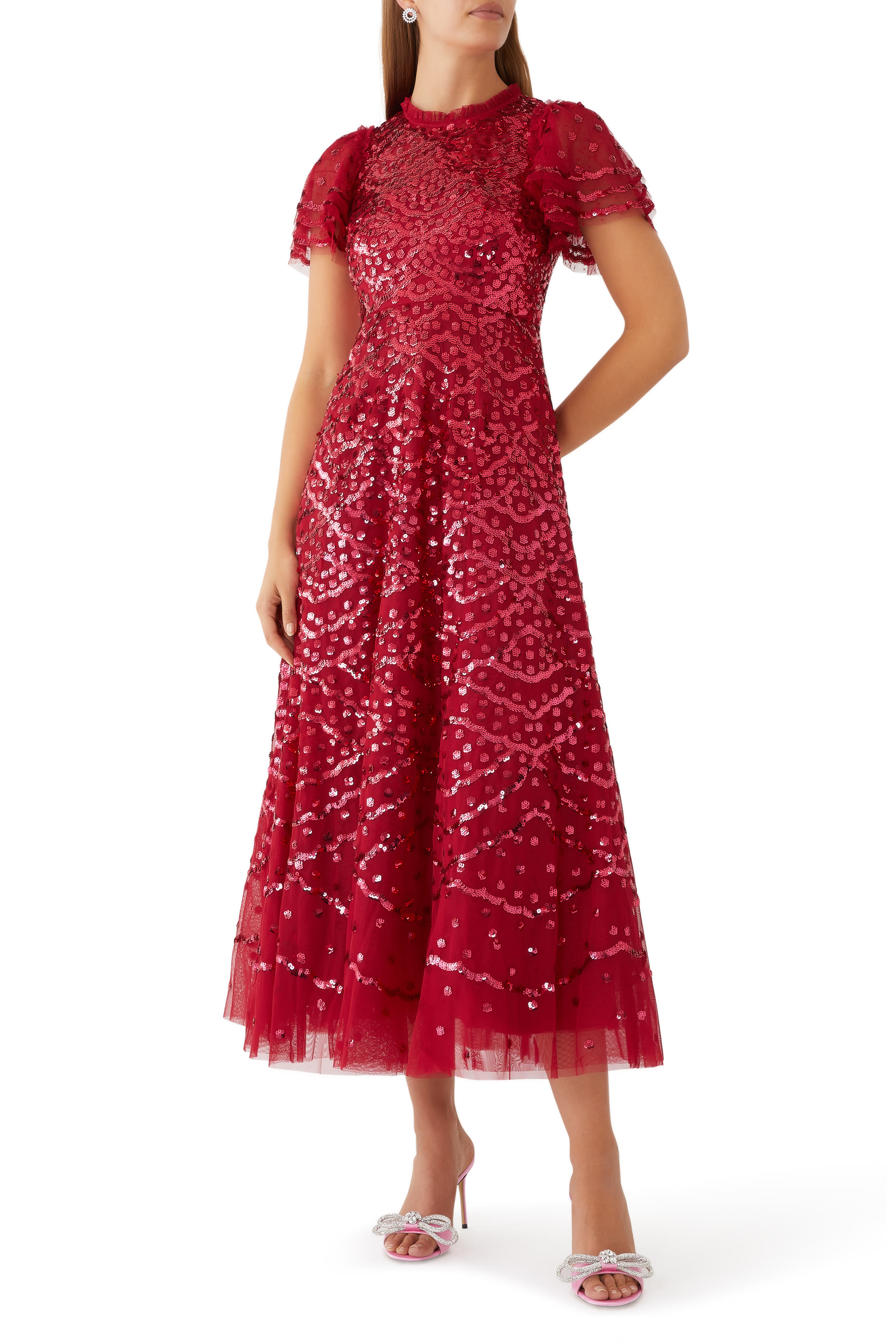 فستان سهرة ديكو دوت بطول الكاحل