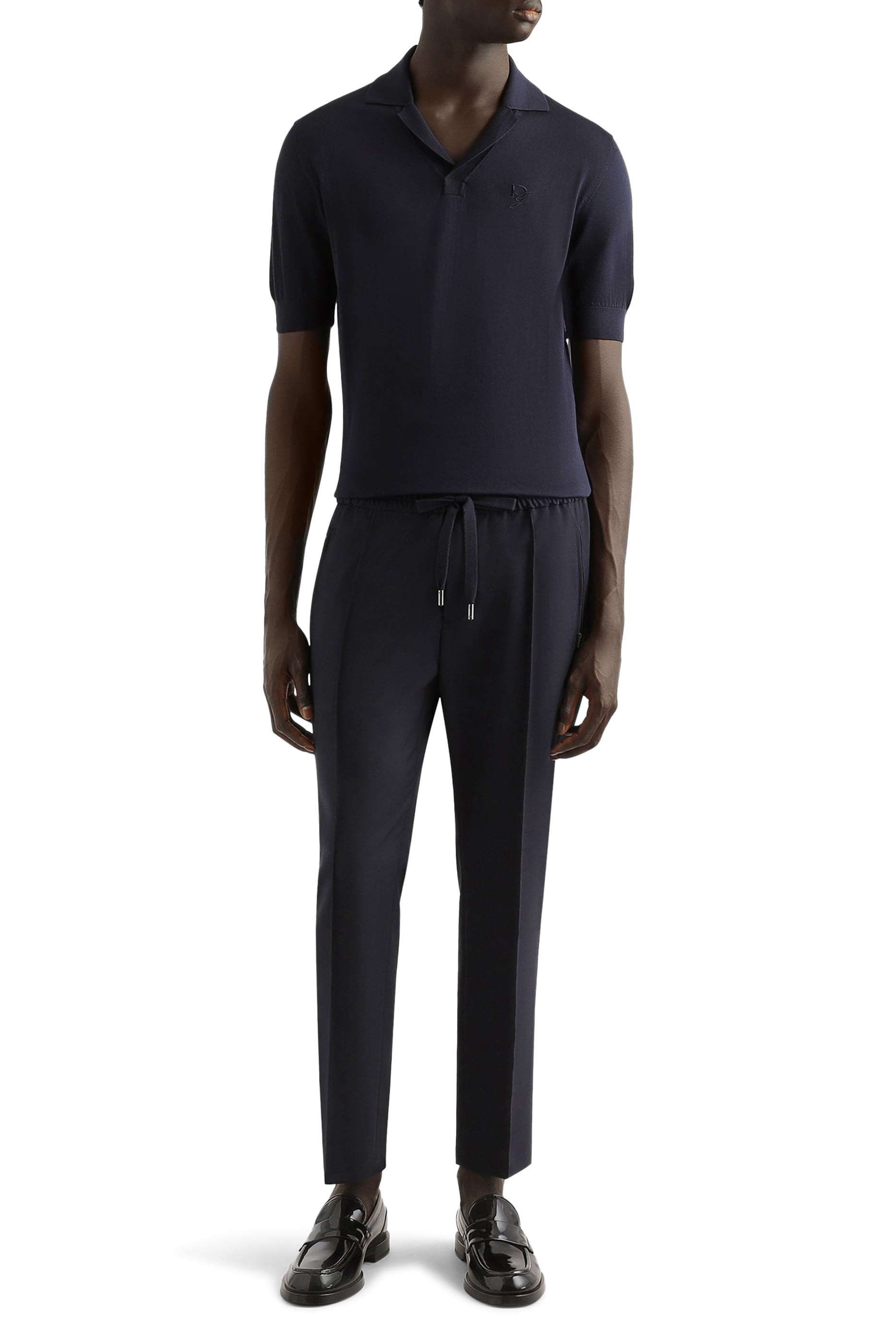 قميص بولو مطرز بشعار الماركة حرير