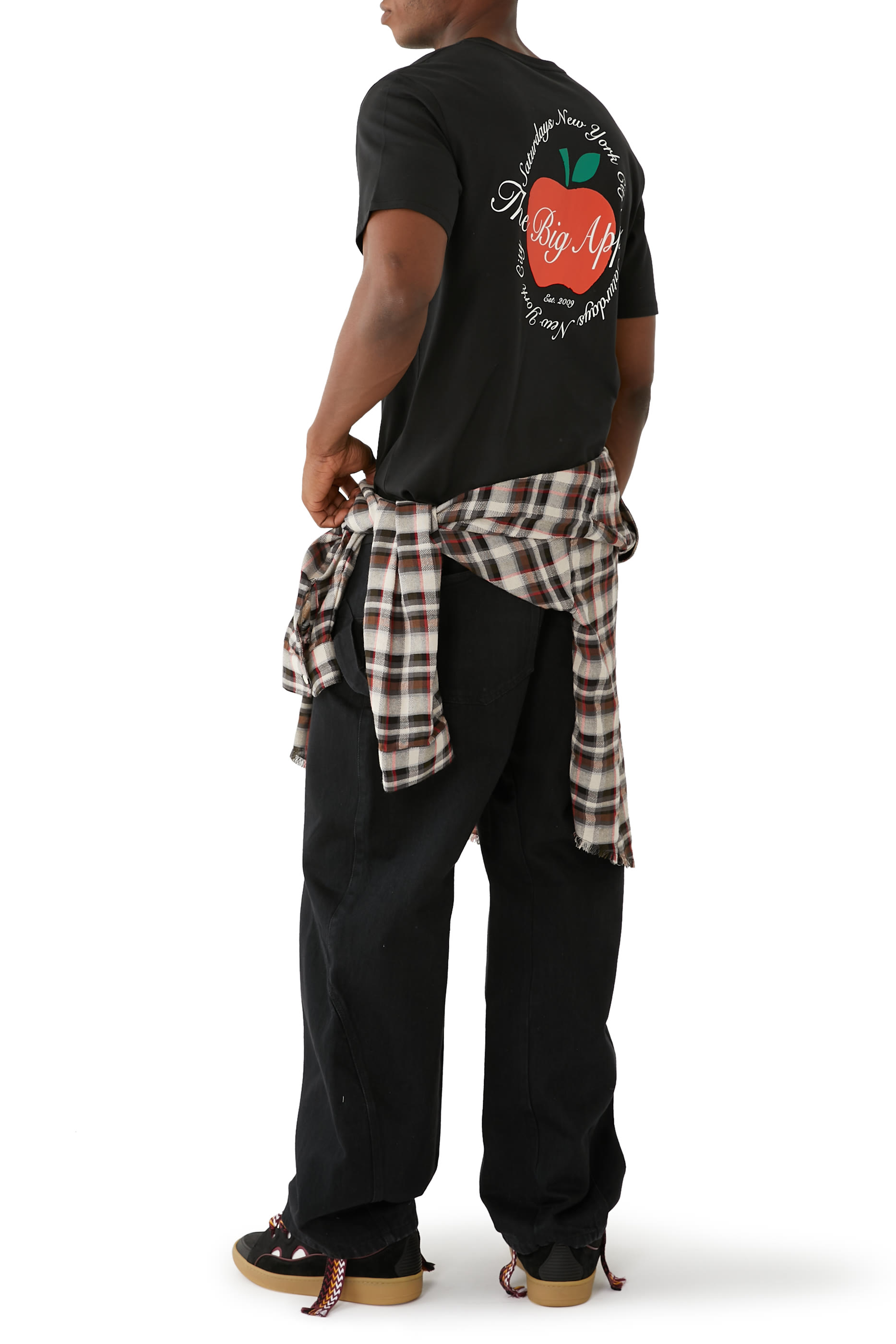 تيشيرت بنقشة غرافيكية بيج أبل وقصة عادية قطن