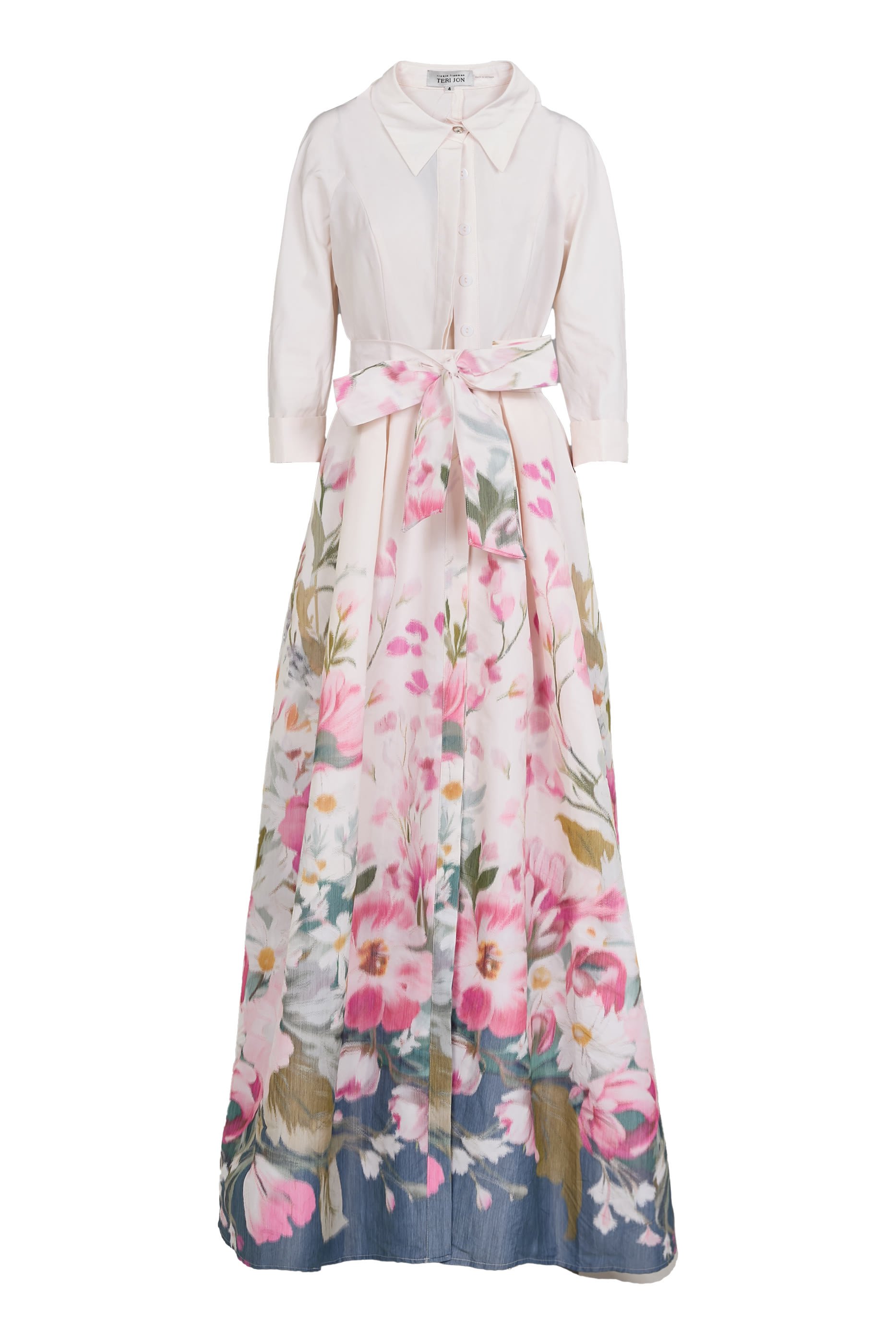 فستان سهرة بنمط قميص بنقشة رقمية تفتا