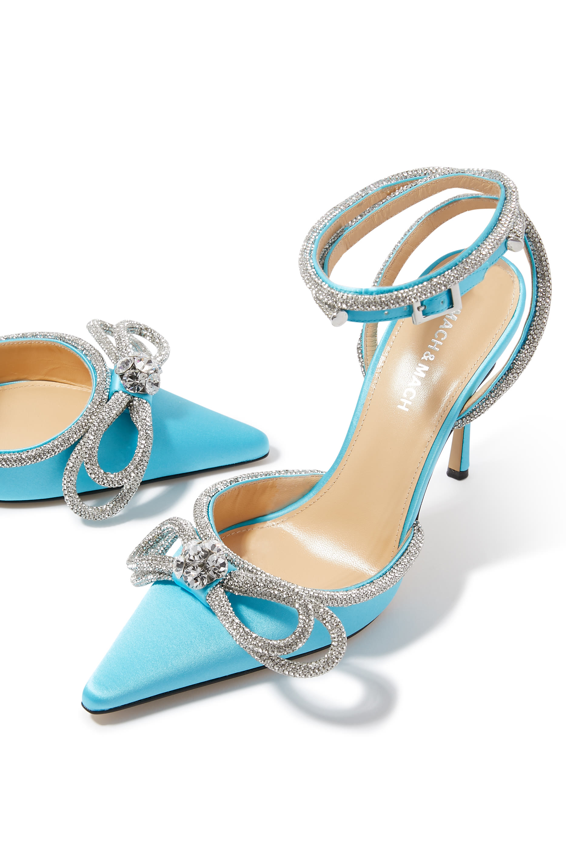 حذاء ساتان بكعب بطول 110 مم بربطة فيونكة مزدوجة