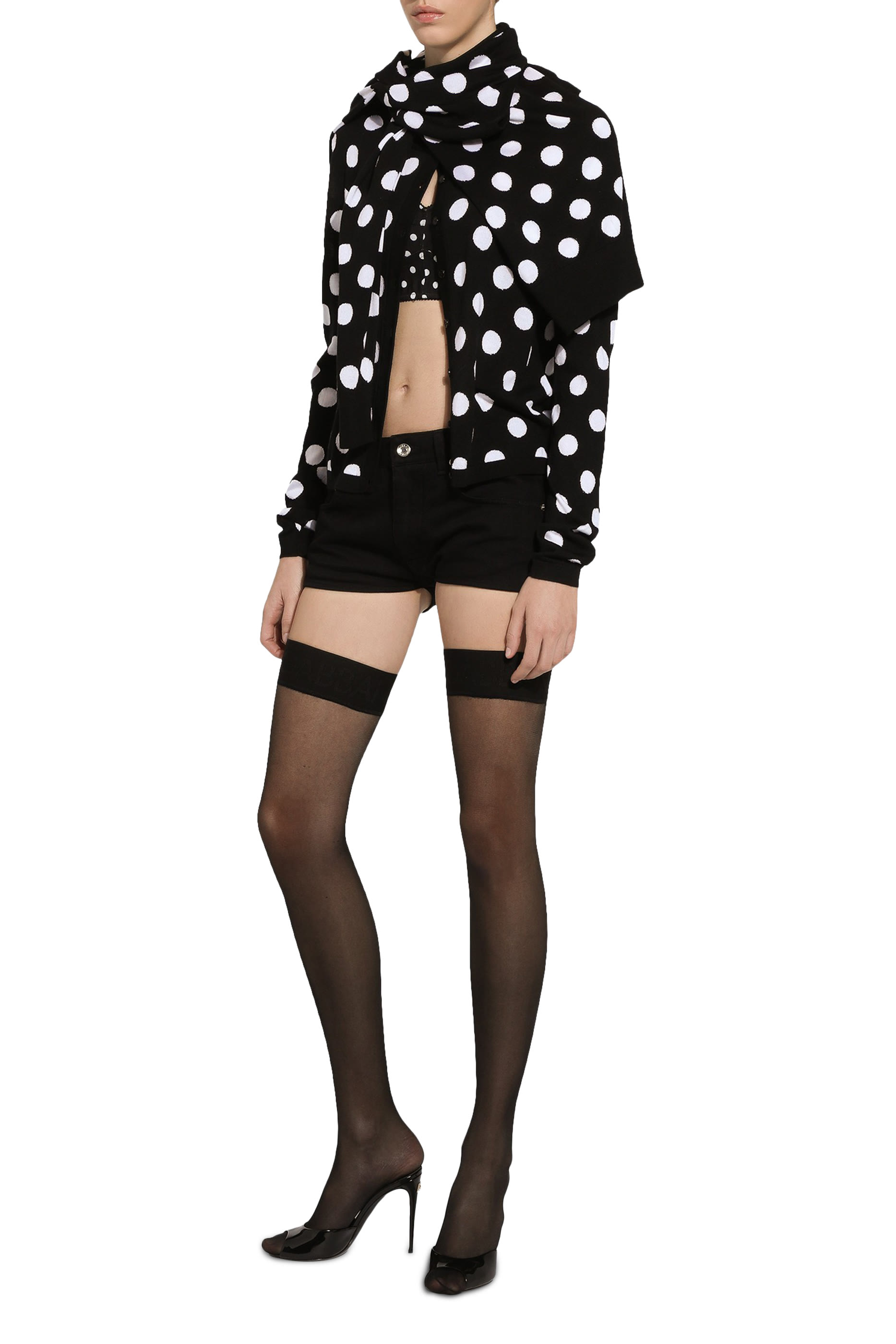 كارديغان بنقشة نقاط بولكا صوف وحرير