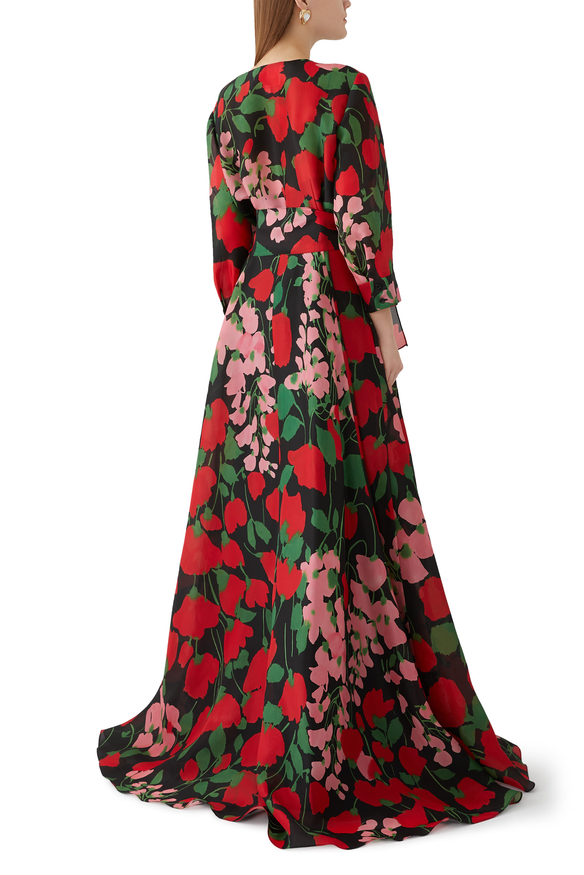 فستان سهرة ترينش بطبعات زهور