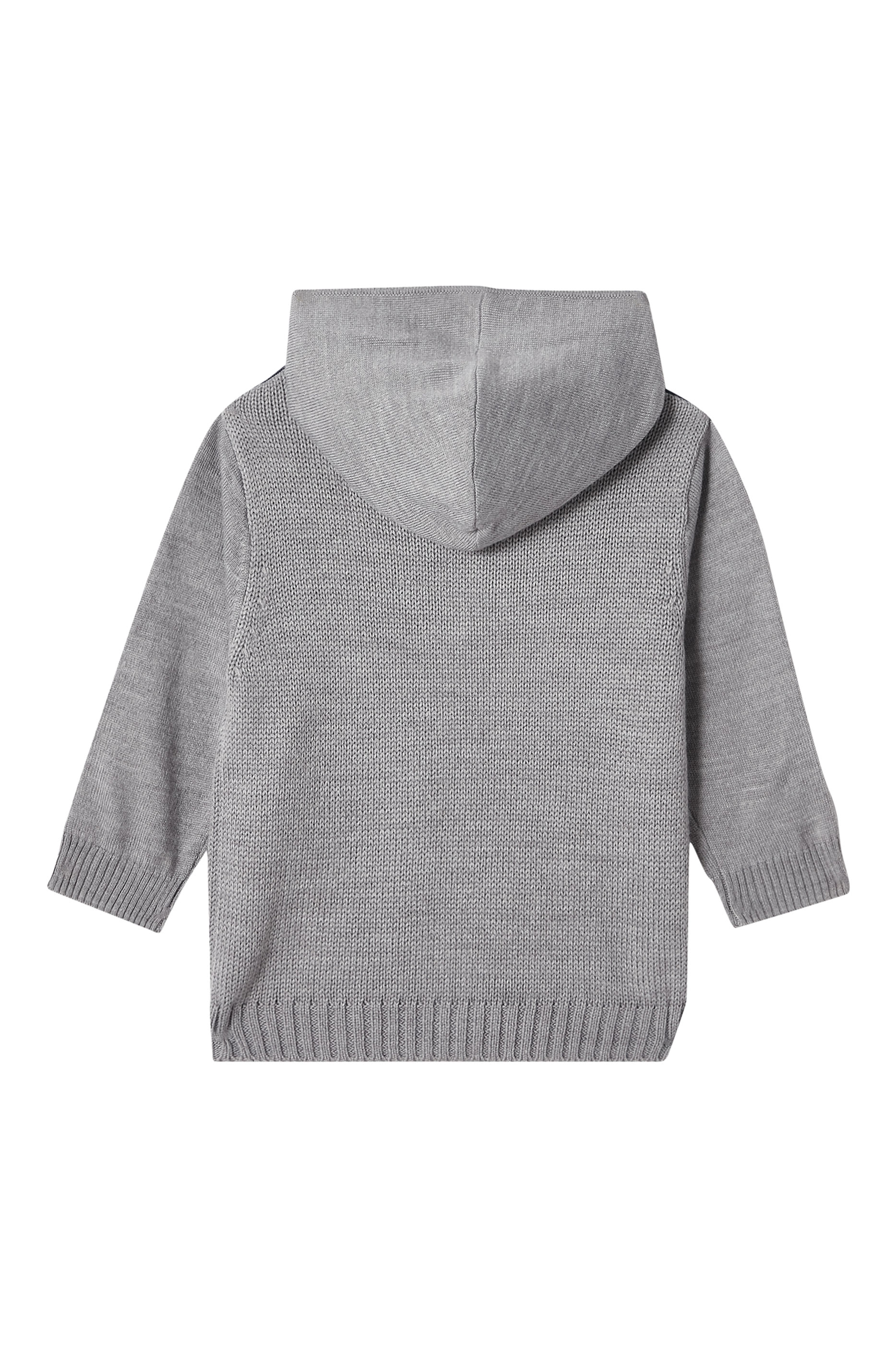 كنزة بغطاء رأس وطبعة شعار الماركة للأطفال