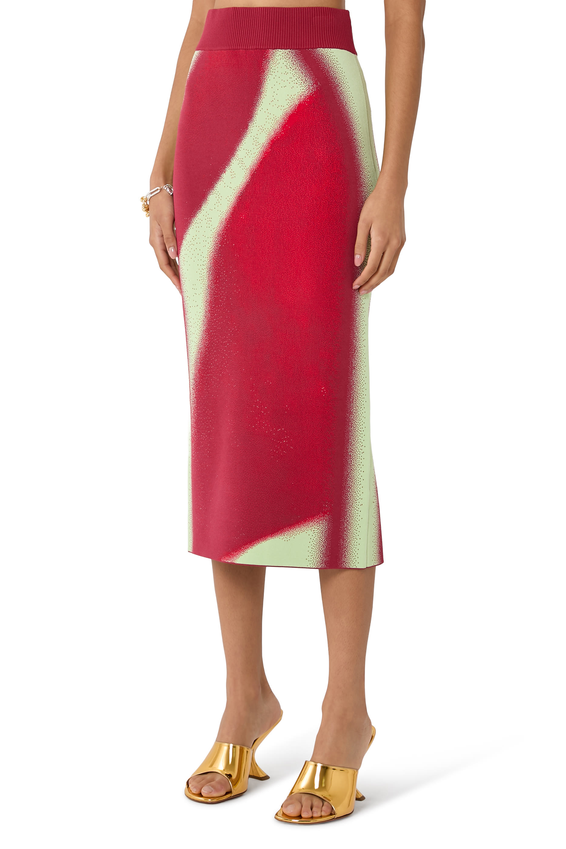 تنورة صوفي متوسطة الطول بنقشة كرز