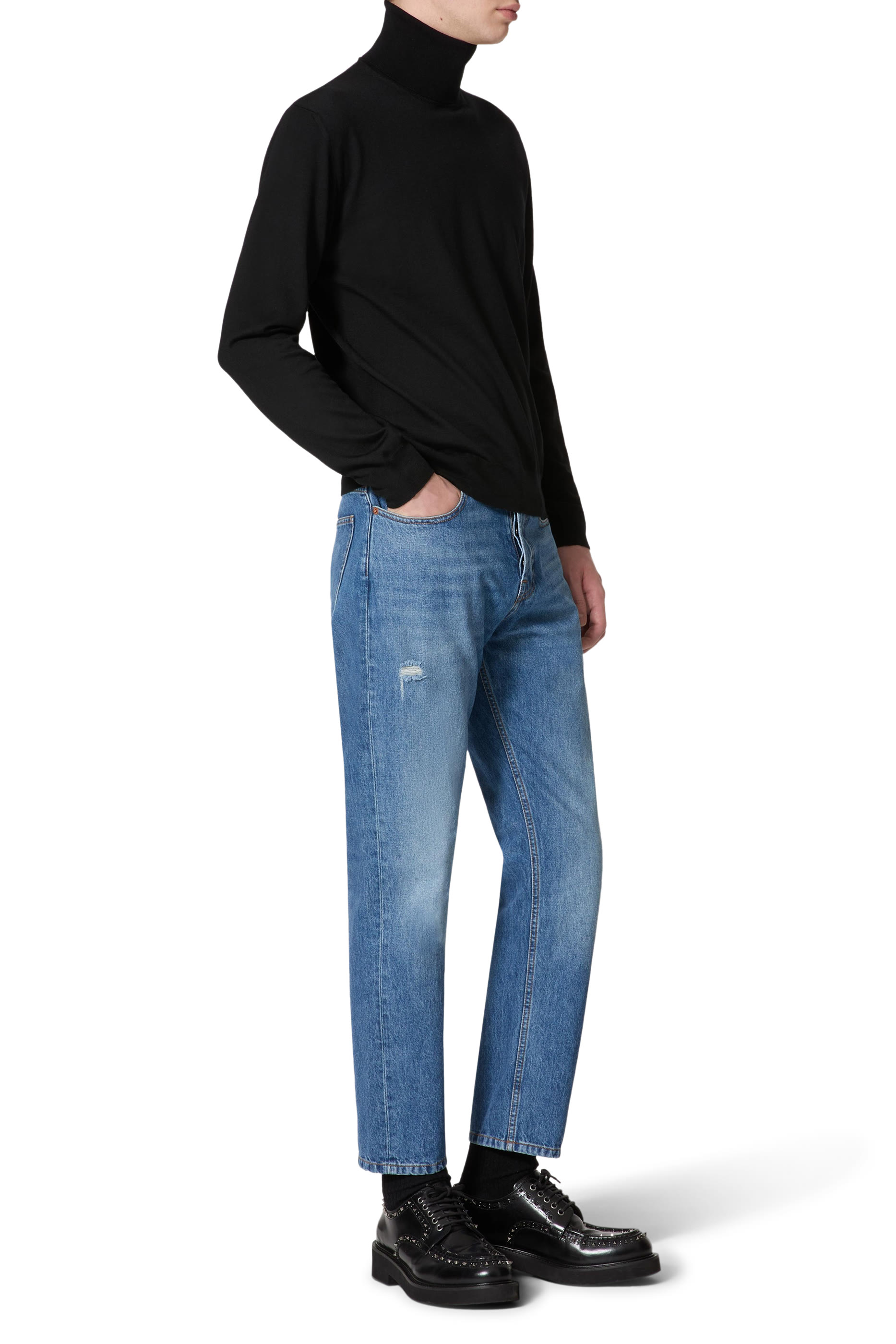 كنزة بياقة عالية صوف