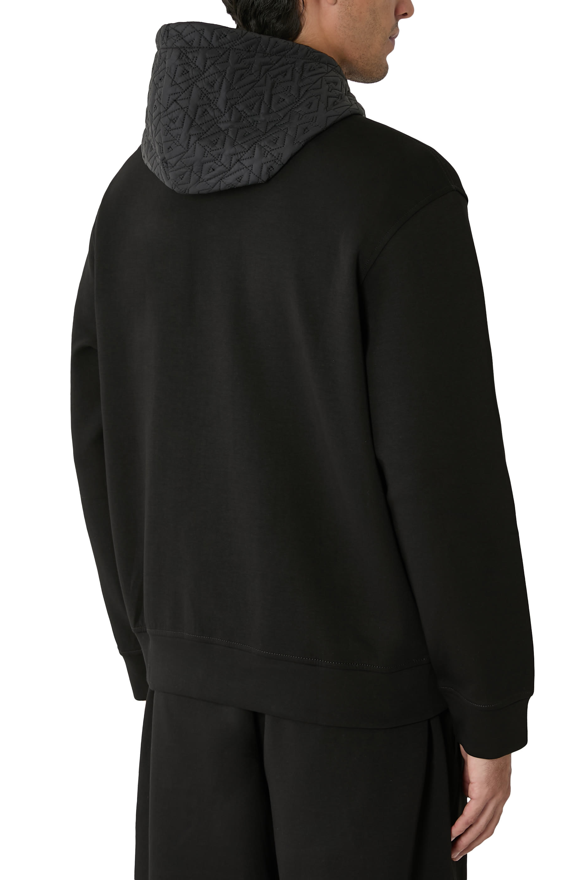 سويت شيرت بسحاب وغطاء للرأس مزين بشعار الماركة