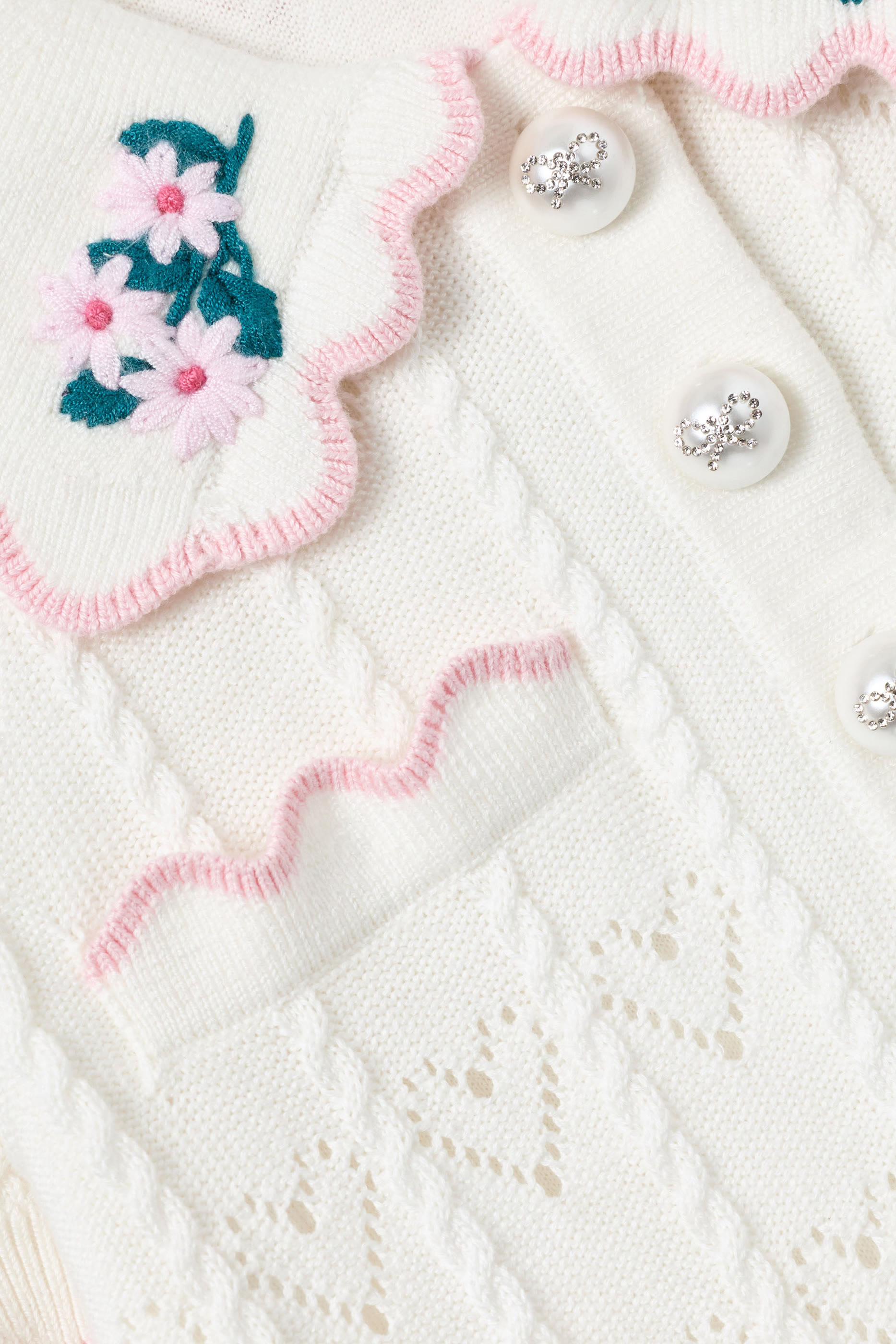 فستان منسوج مطرز بقلوب للأطفال