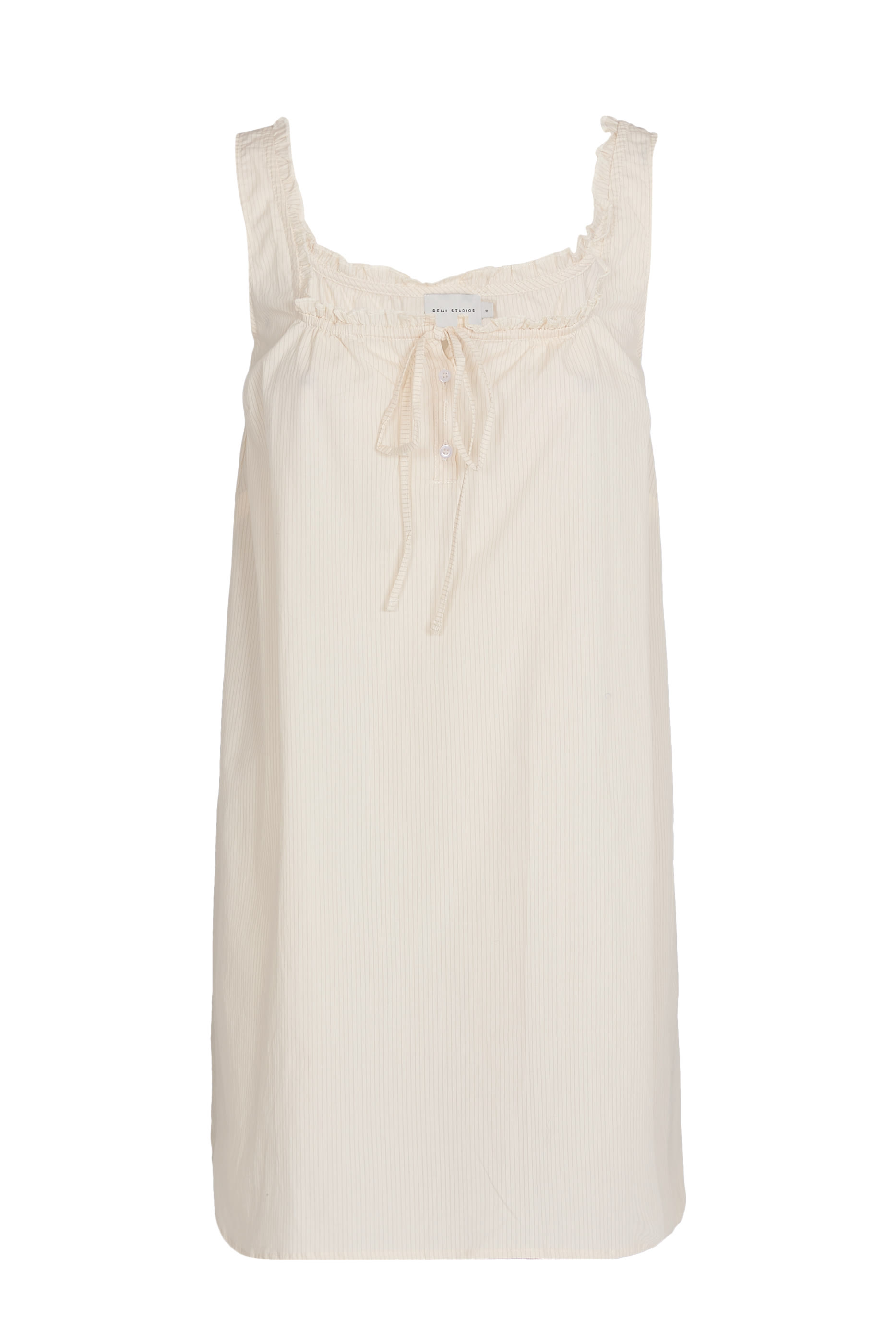 فستان قصير بصف أزرار مزين بكشكش