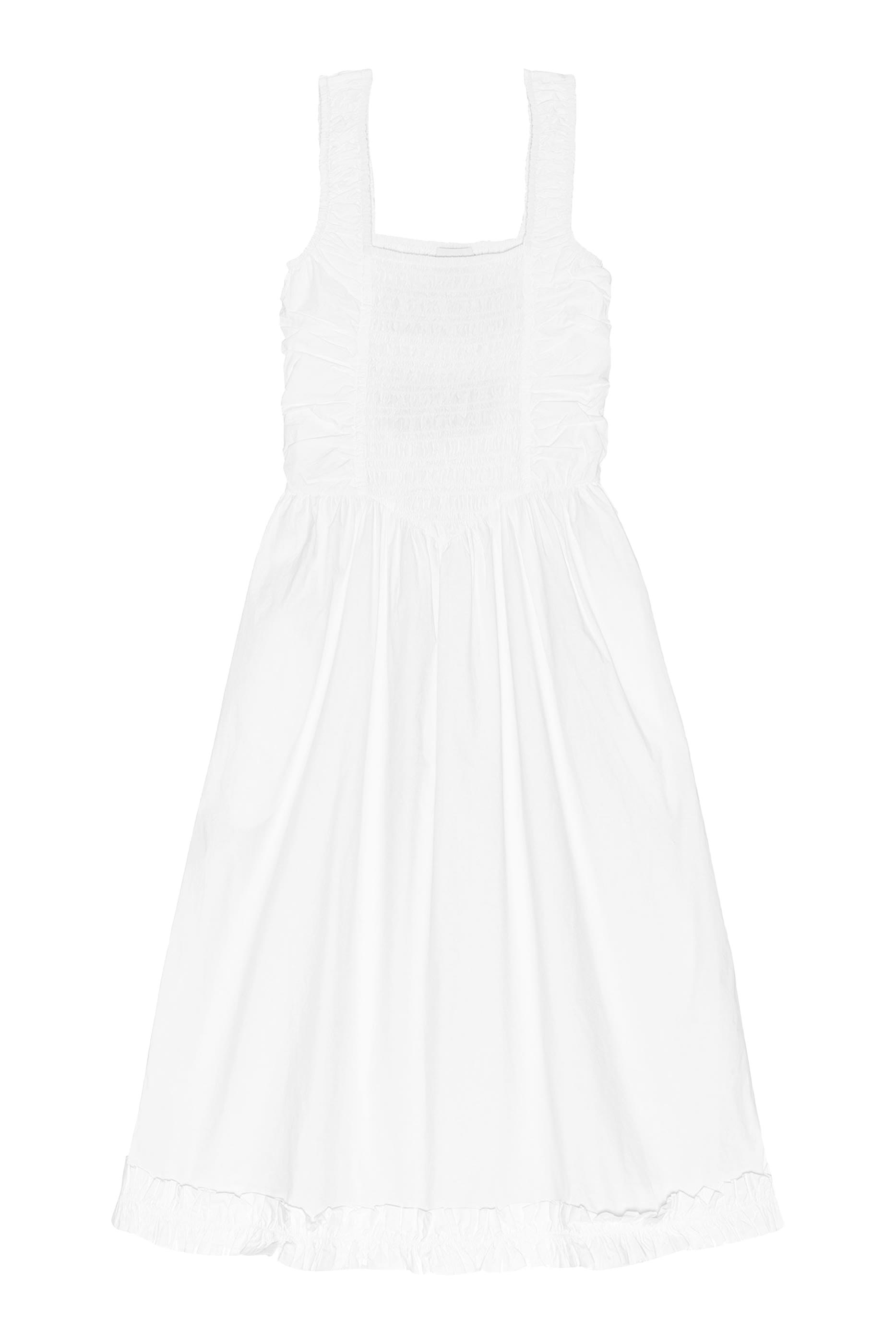 فستان متوسط الطول بكشكش قطن بوبلين