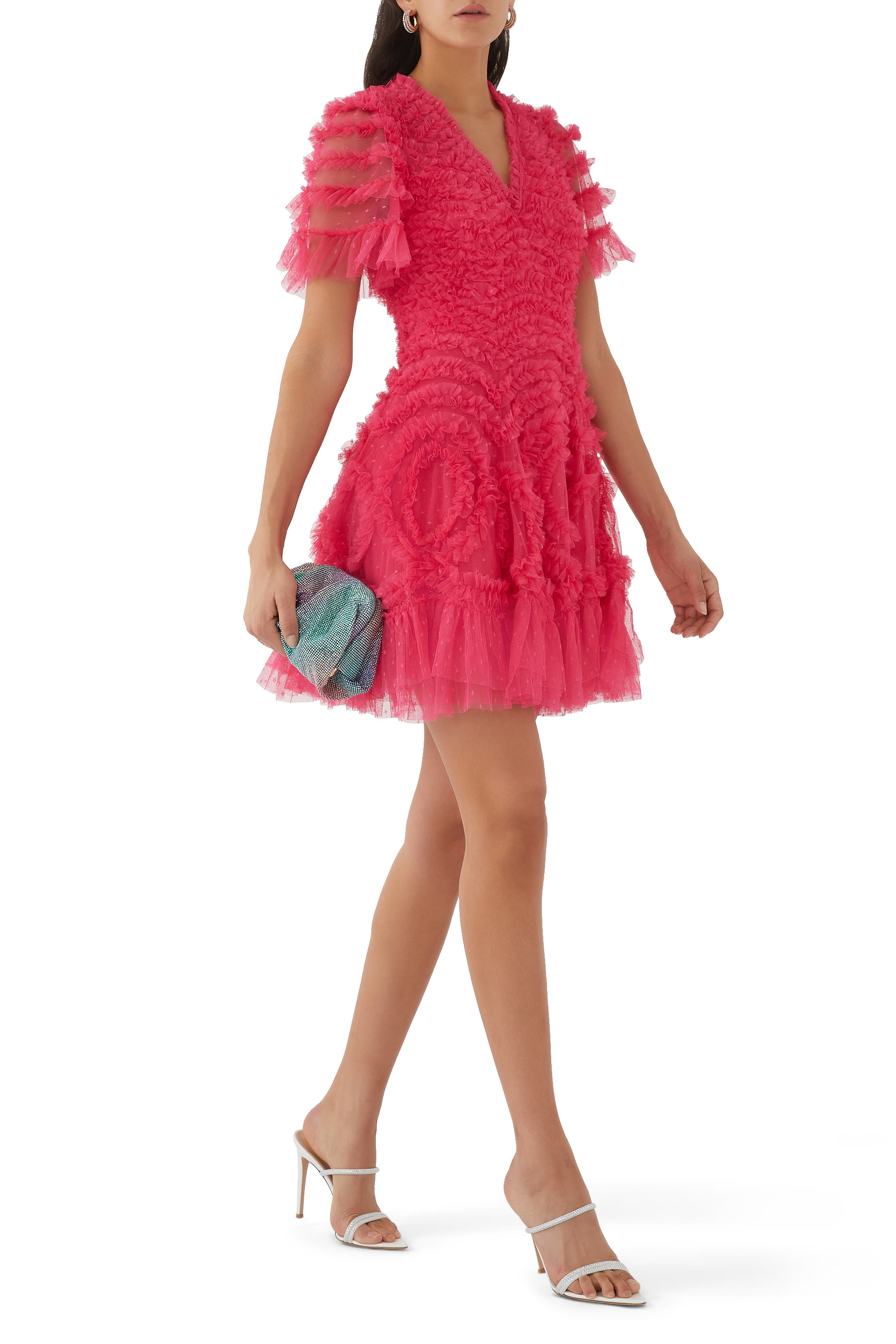 حذاء كان 105 مفتوح من الخلف بسيور مزوجة مرصعة بأحجار جلد