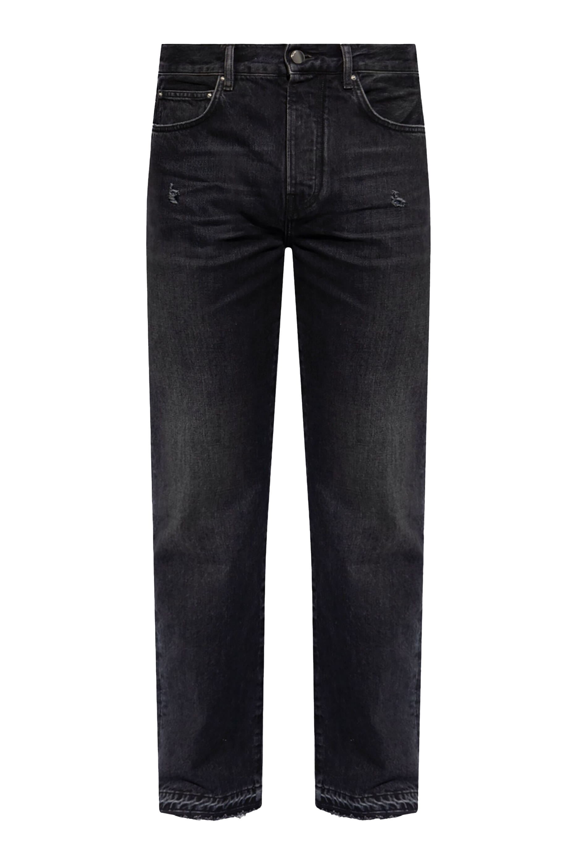 بنطال بقصة ساق مستقيمة وحافة غير محاكة