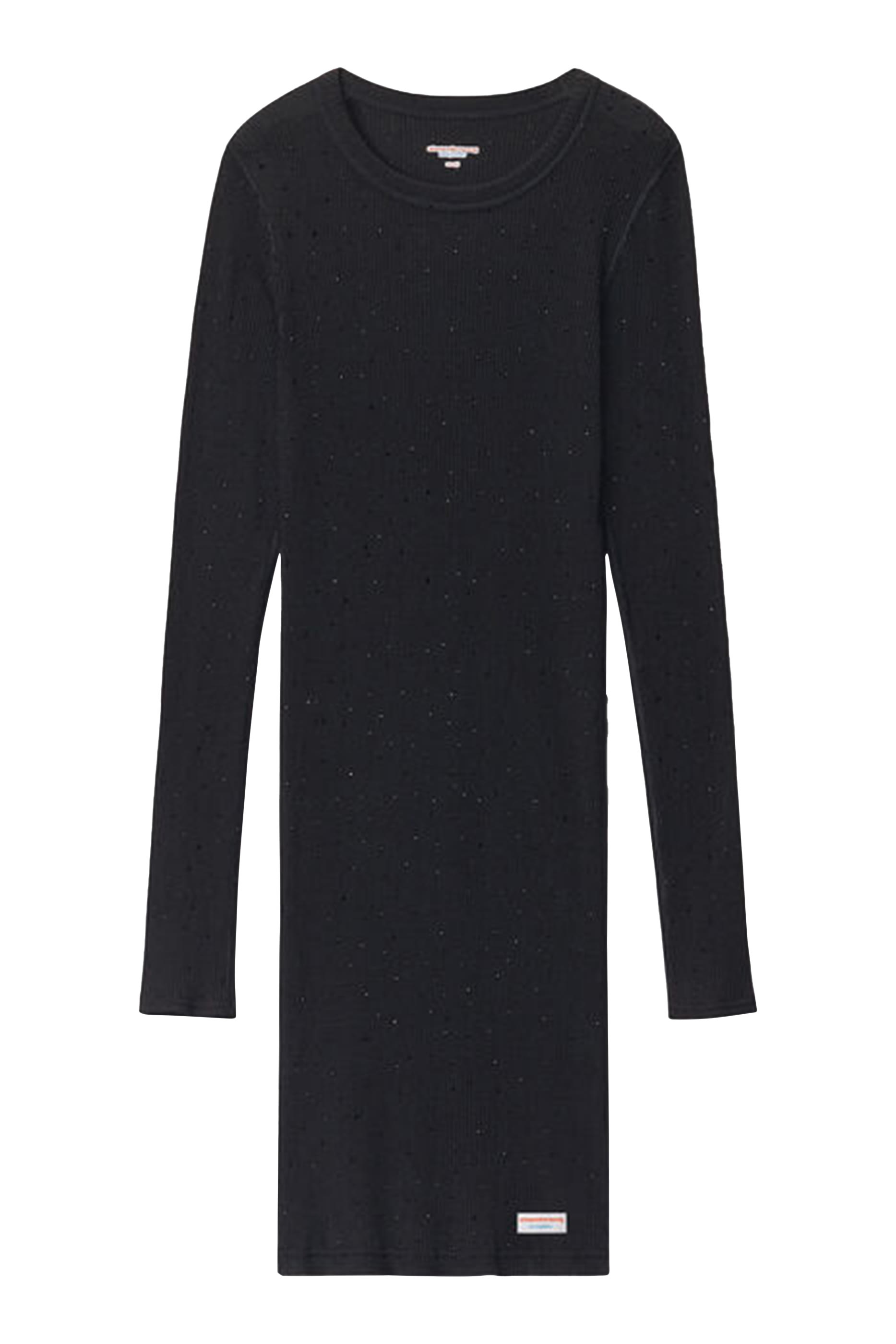 فستان  قصير بأكمام طويلة مرصع بكريستال  مثبت حراريًا