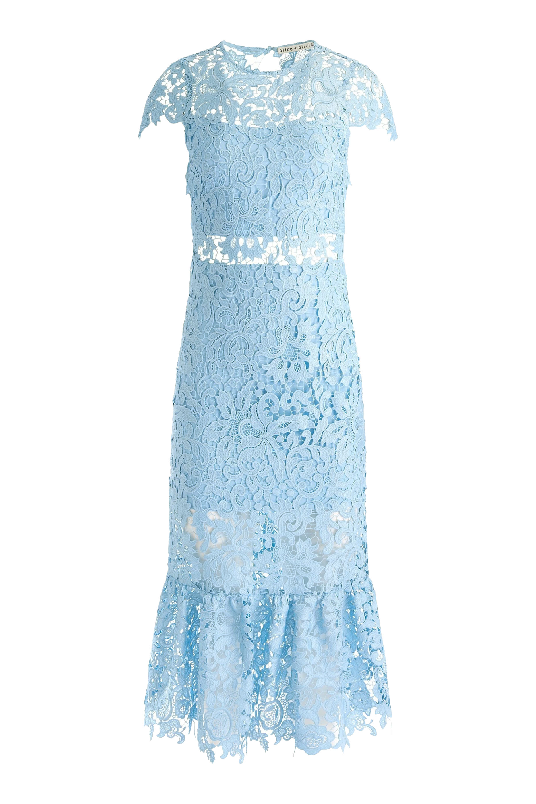 فستان كلوفر بظهر مفتوح وقصة متوسطة الطول دانتيل