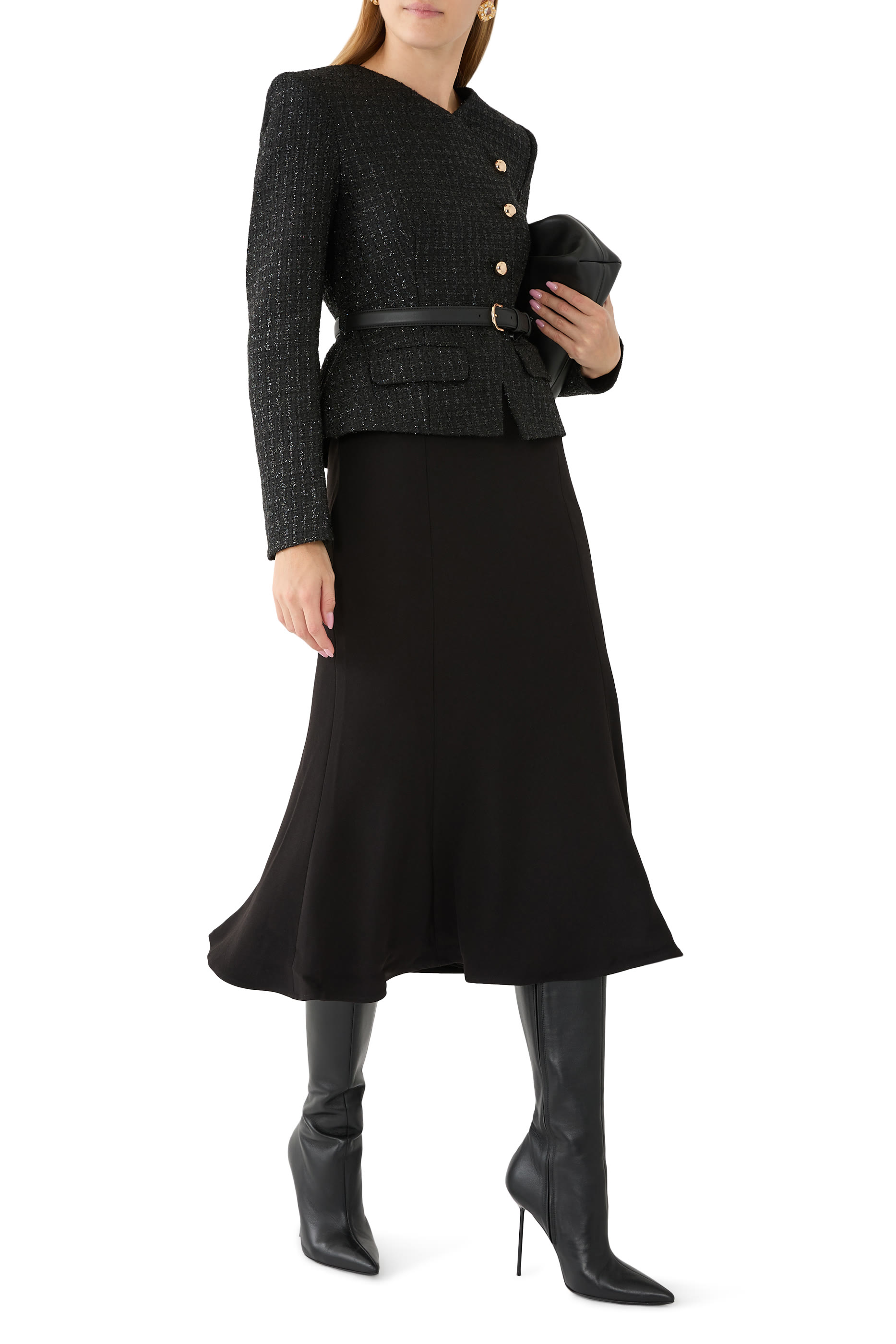 فستان متوسط الطول بتصميم غير متماثل بوكليه