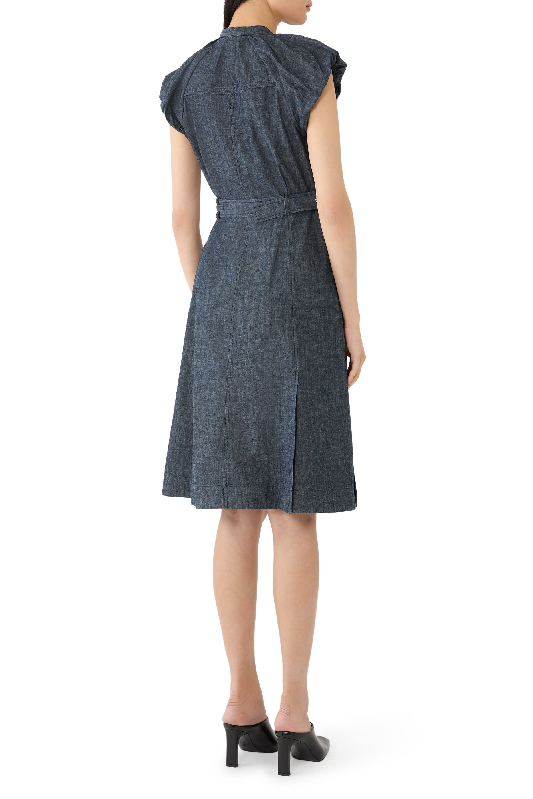 فستان بأكمام منفوخة دنيم