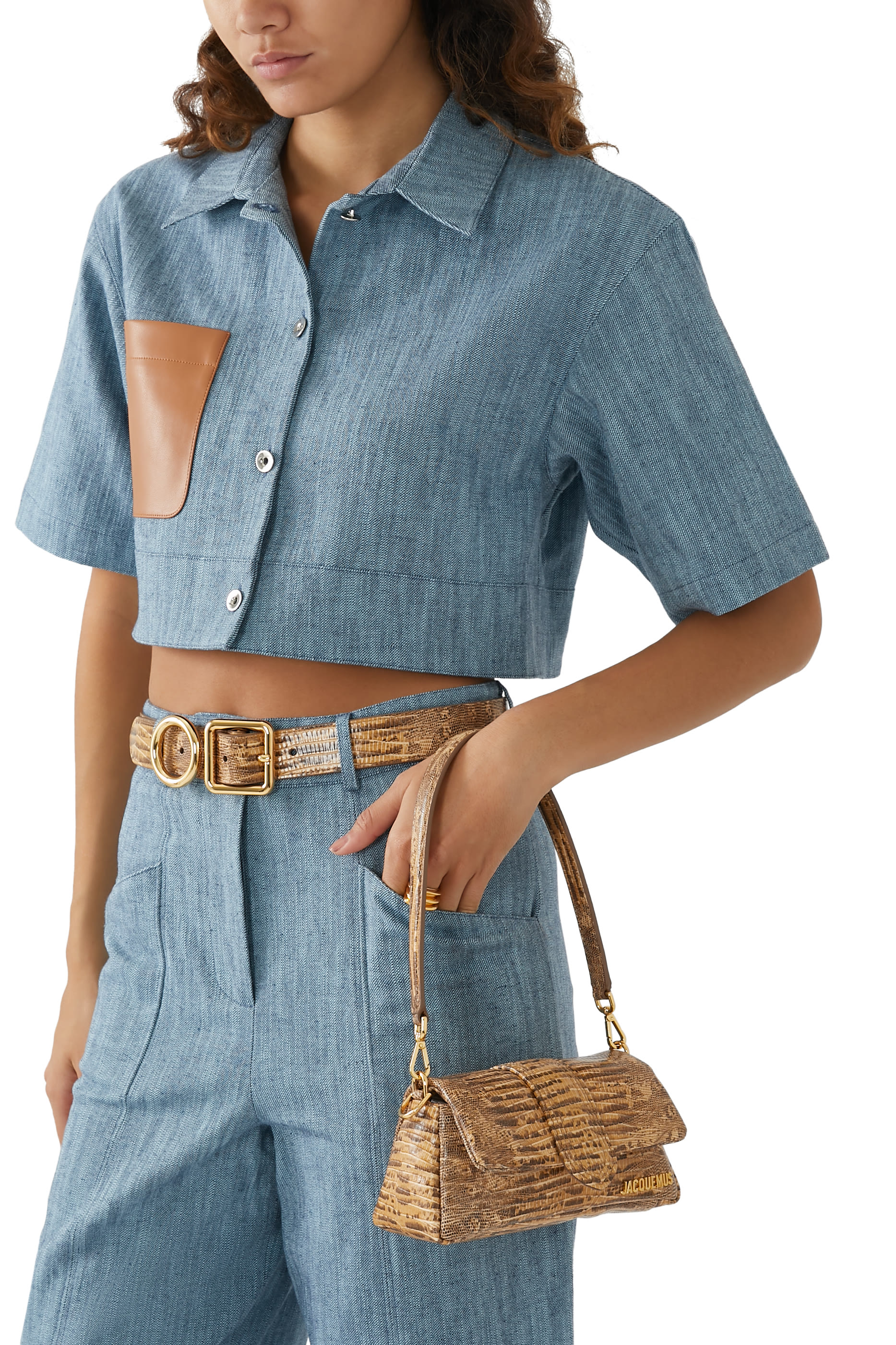 حقيبة لو بوتيت بامبينو جلد بنقشة جلد الأفعى