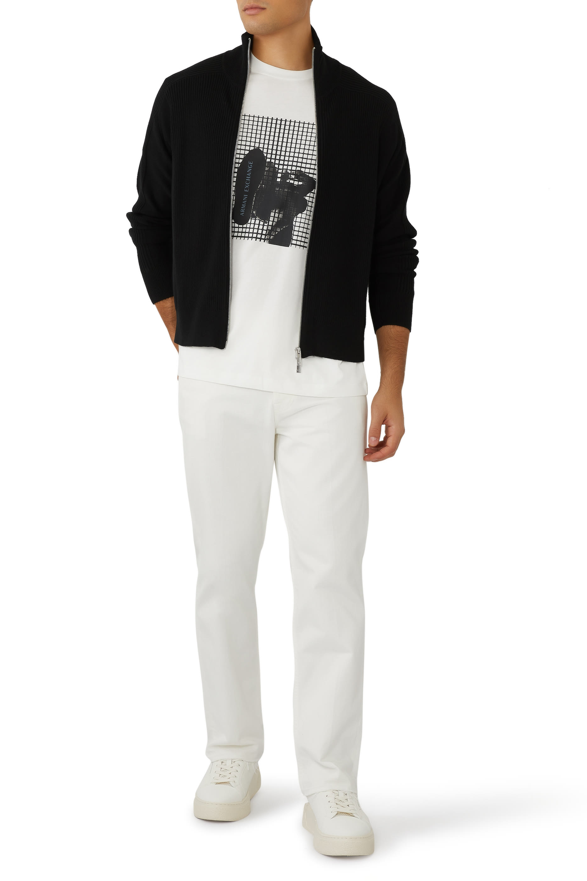 كارديغان بنقشة مربعات وسحّاب كامل