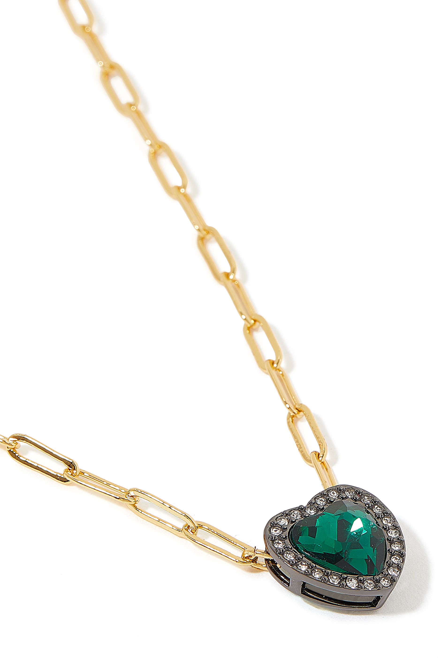 قلادة هالة بتصميم قلب مرصع بالماس معدن