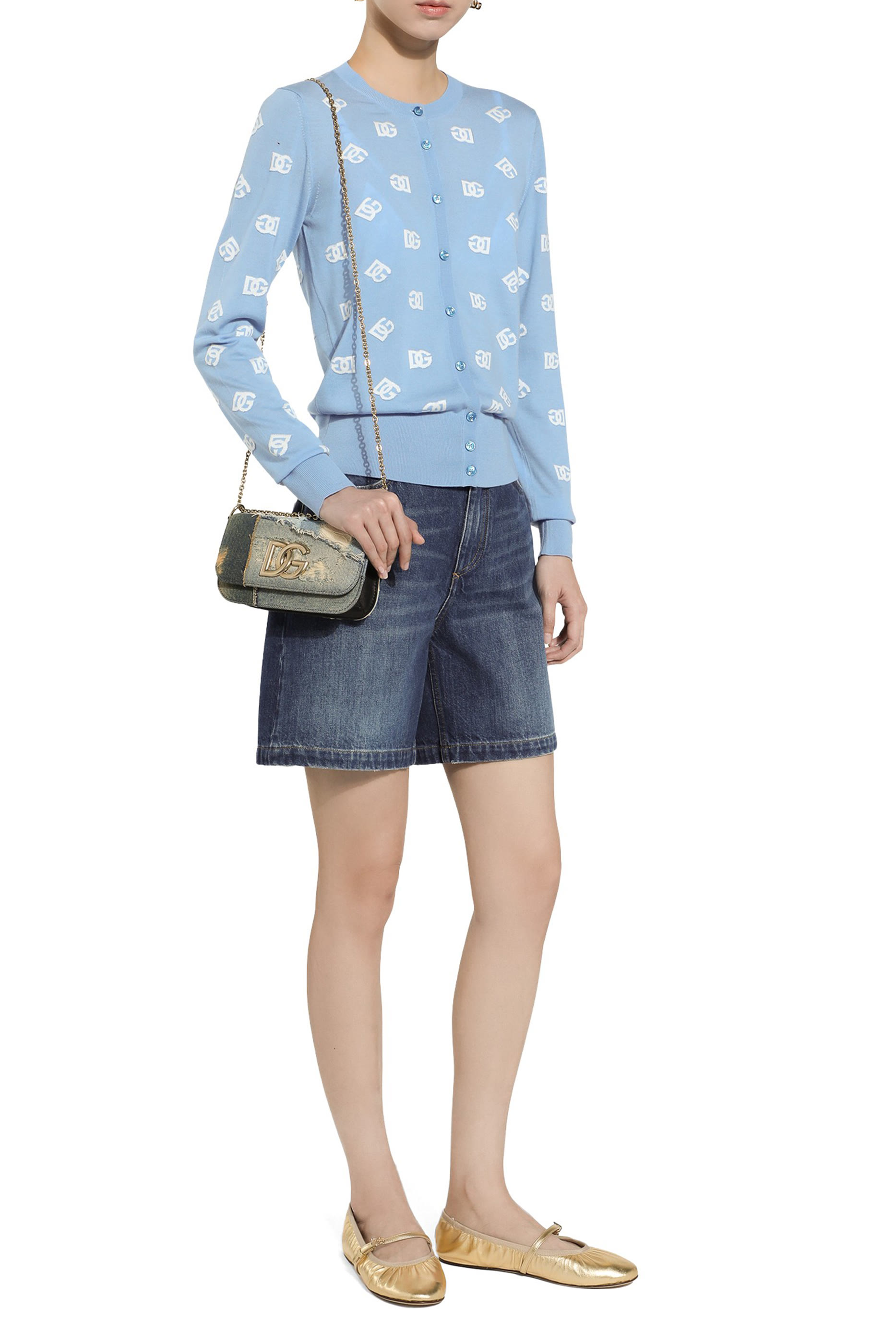 كارديجان بنقشة شعار الماركة بلمسة جاكار صوف وحرير