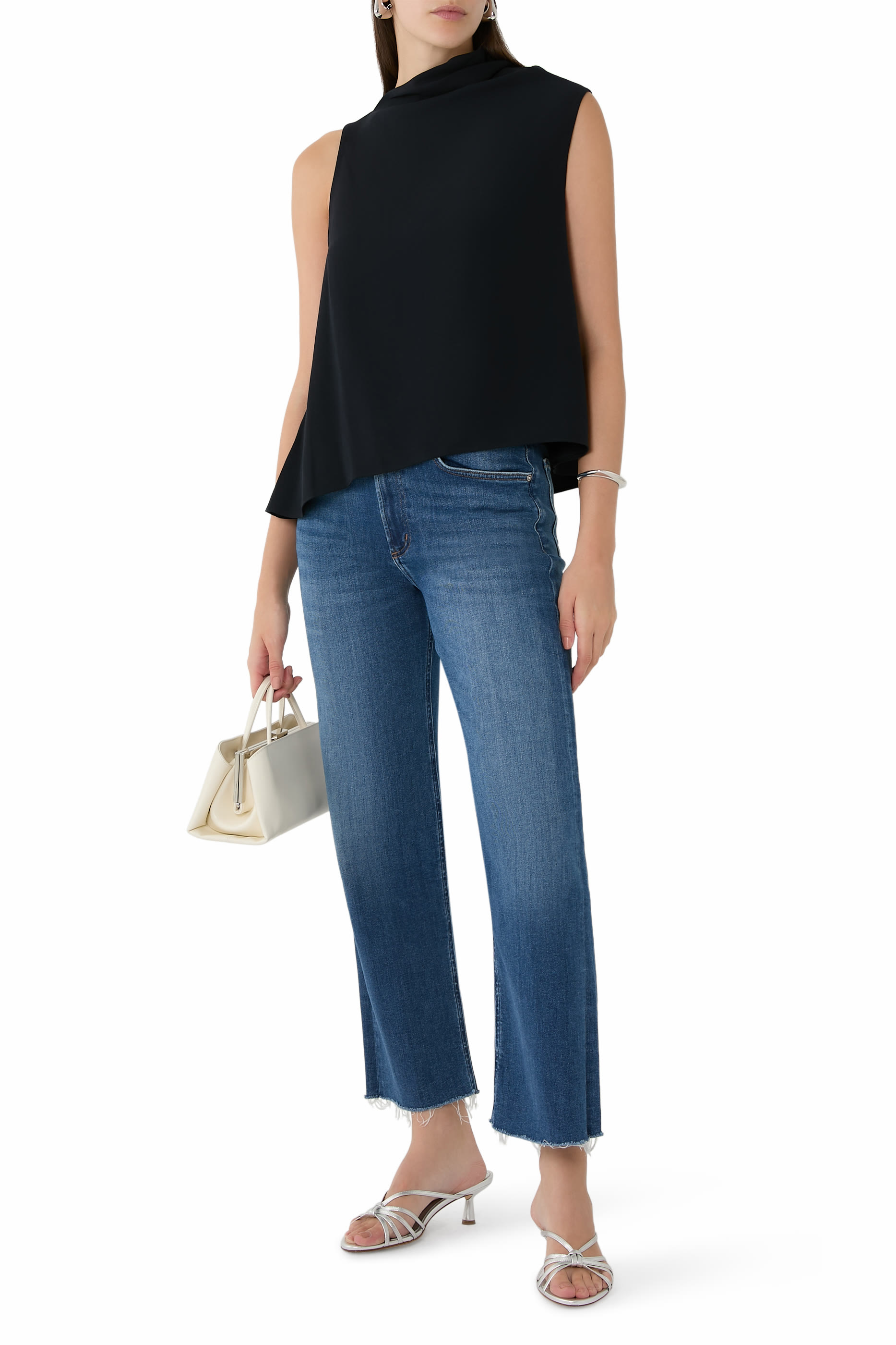 بنطال جينز بالما بقصة ساق مستقيمة وحافة منسلة