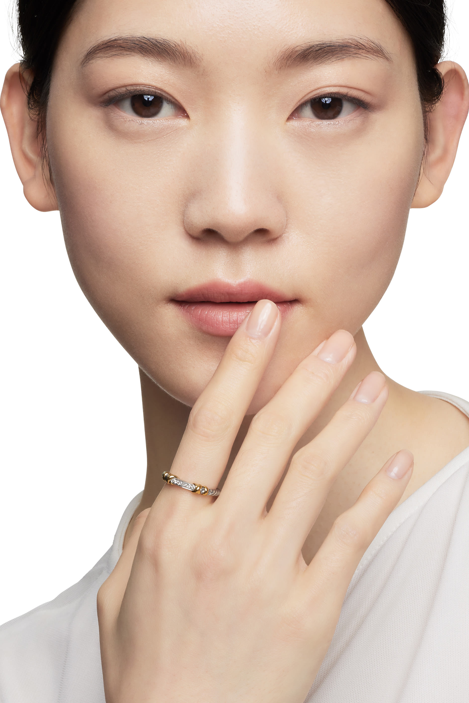 خاتم بيتيت هيلينا بتصميم ملفوف مرصع بالماس، فضة إسترلينية وذهب أصفر عيار 18