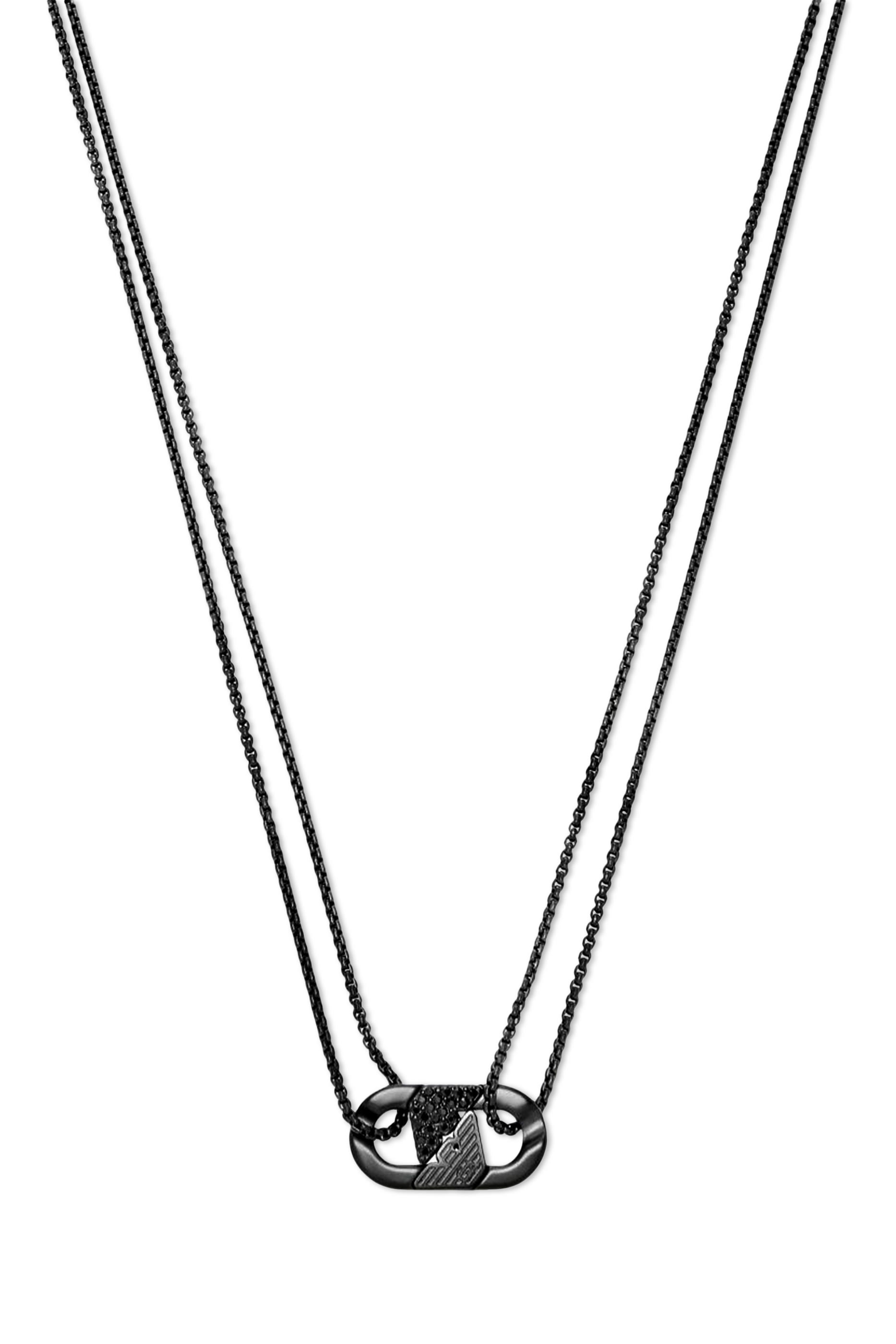 قلادة بدلاية بكريستال وشعار الماركة بتصميم متداخل، ستانلس ستيل