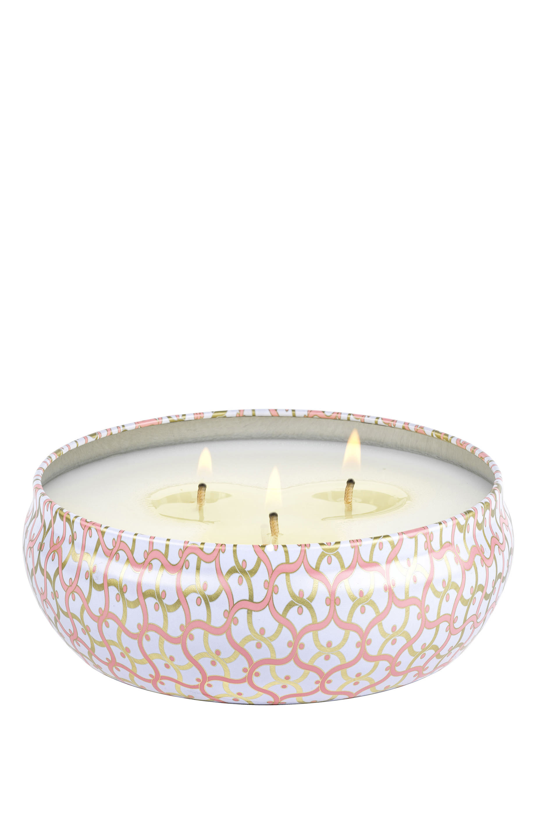 شمعة سايجو برسيمون في وعاء بثلاثة فتائل