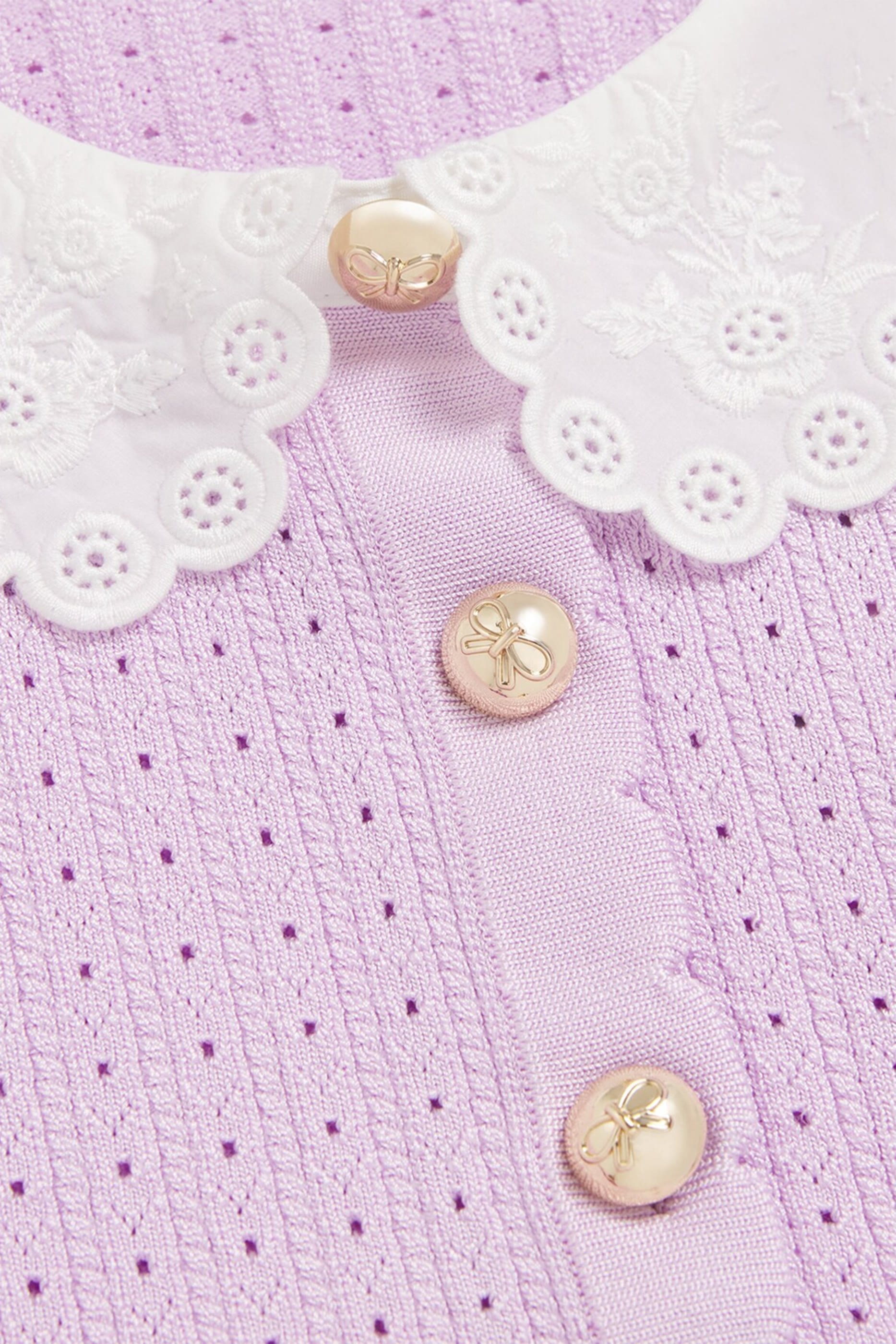 كارديغان منسوج بوانتيل بتصميم مضلع للأطفال