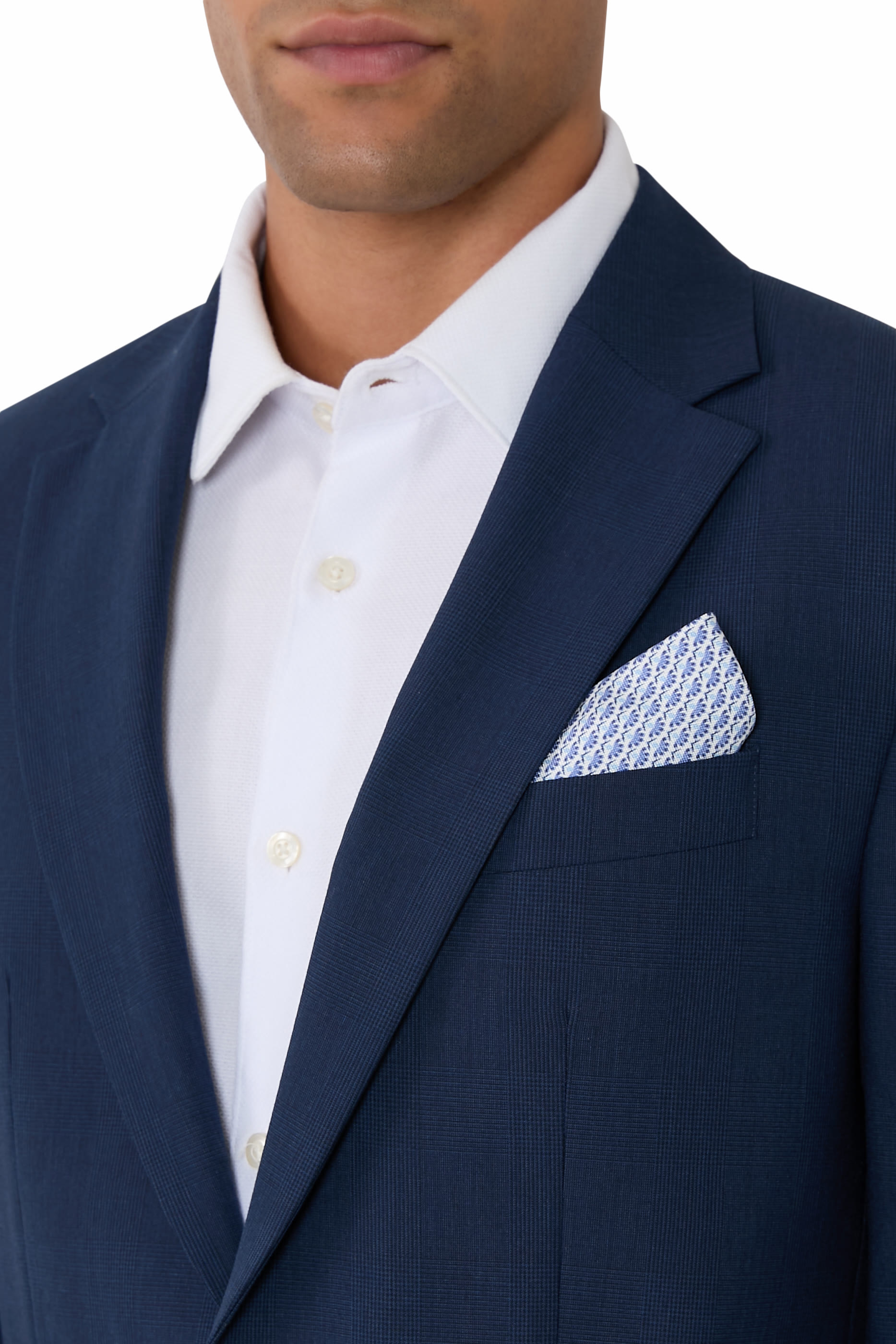 منديل جيب أوكسفورد بتصميم مربع ونقشة نباتية حرير