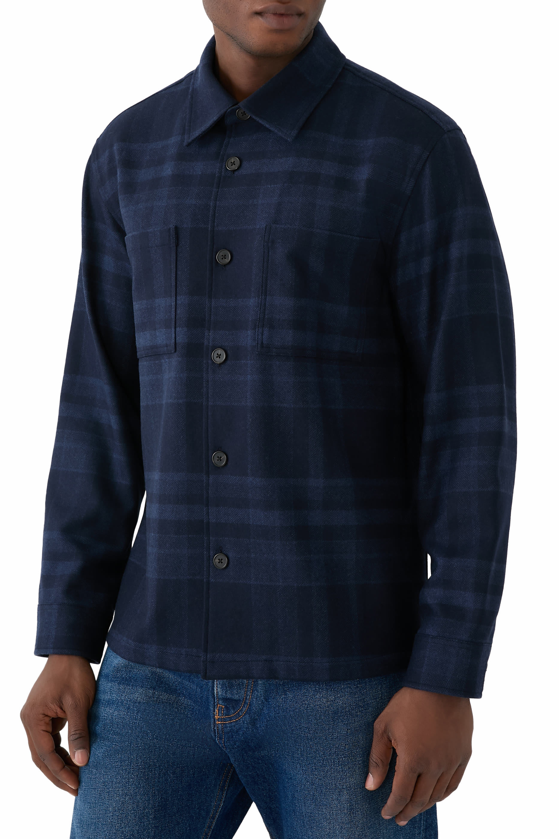 قميص بتصميم جاكيت بنقشة مربعات