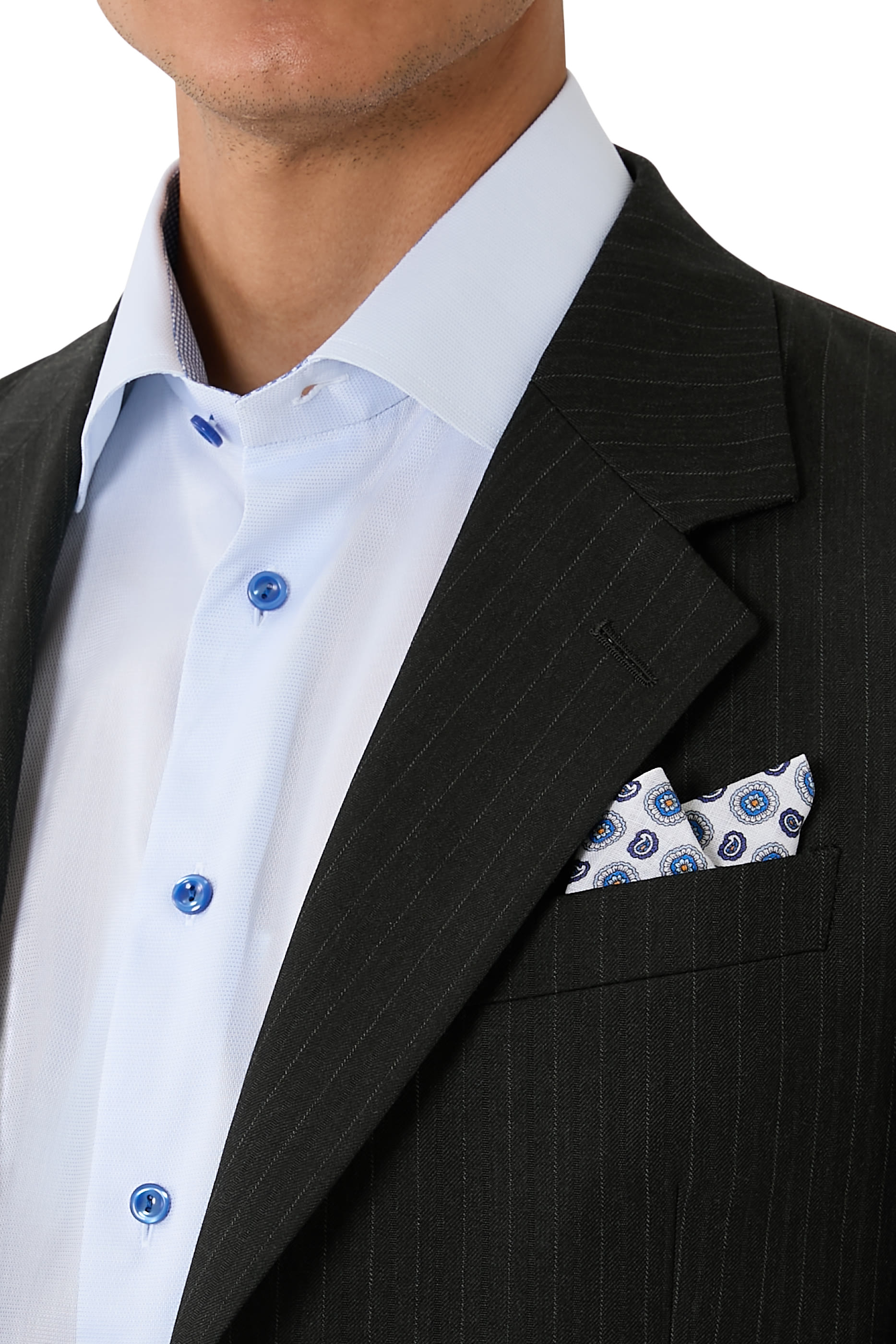 منديل جيب بنقشة هندسية كتان