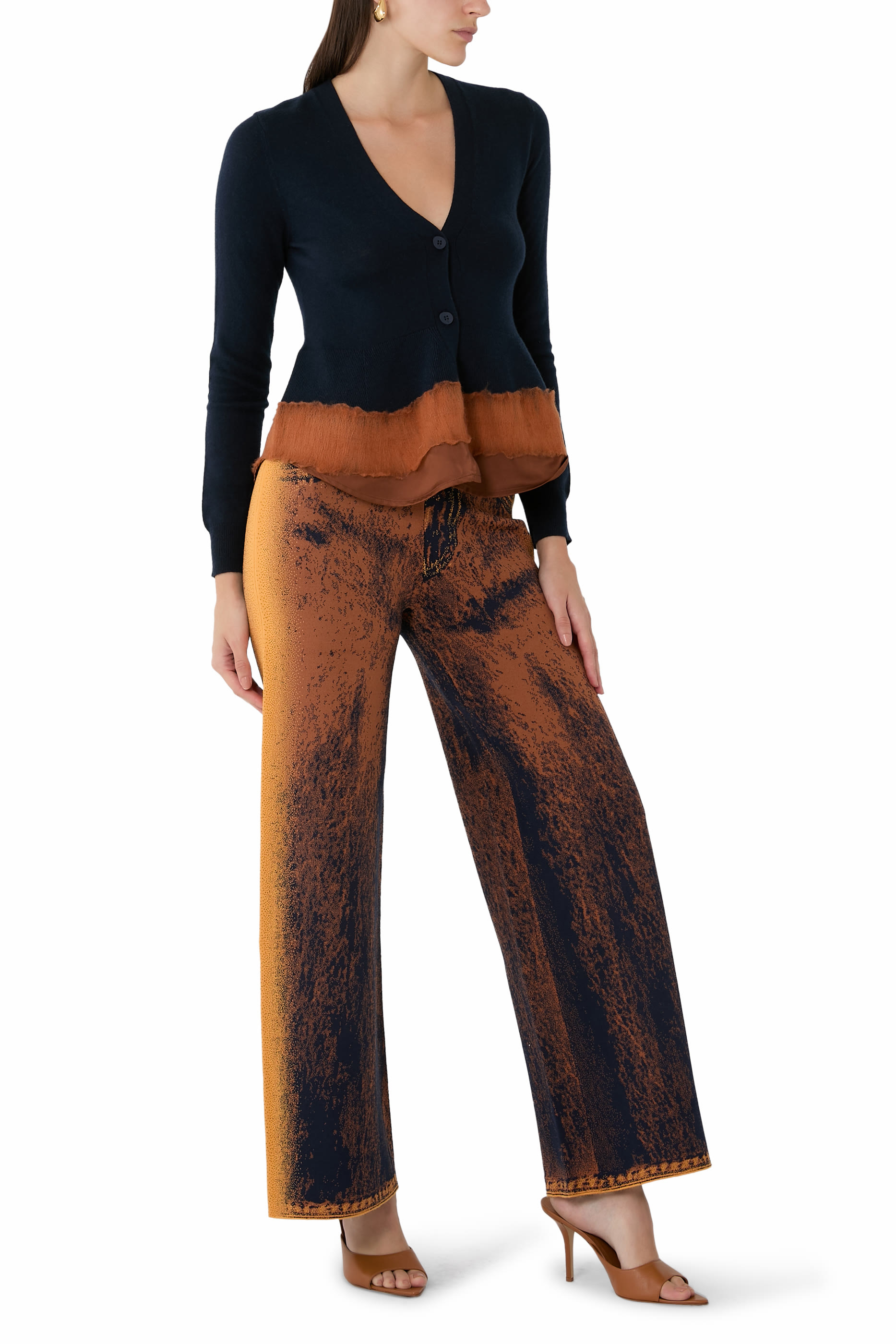 بنطال زهرة بقصة ساق واسعة