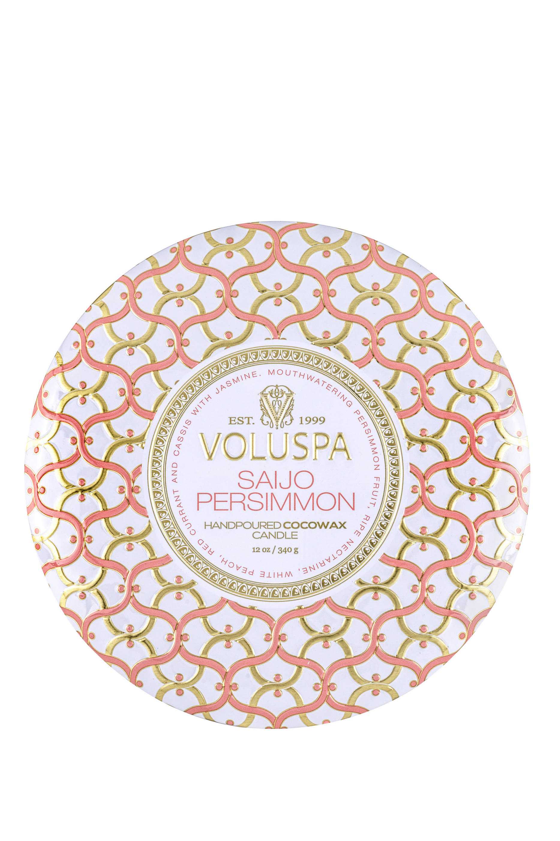 شمعة سايجو برسيمون في وعاء بثلاثة فتائل