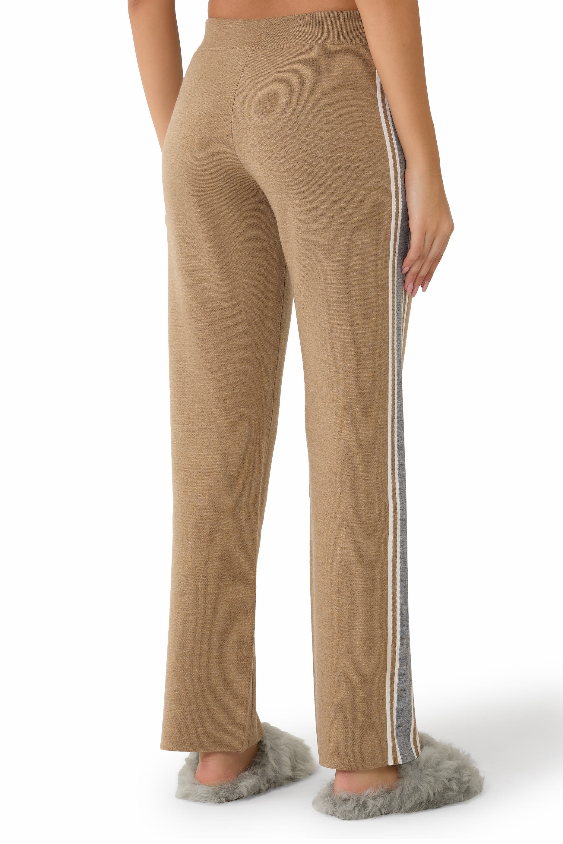 بنطال بينادا مخطط بقصة مستقيمة مزيج صوف