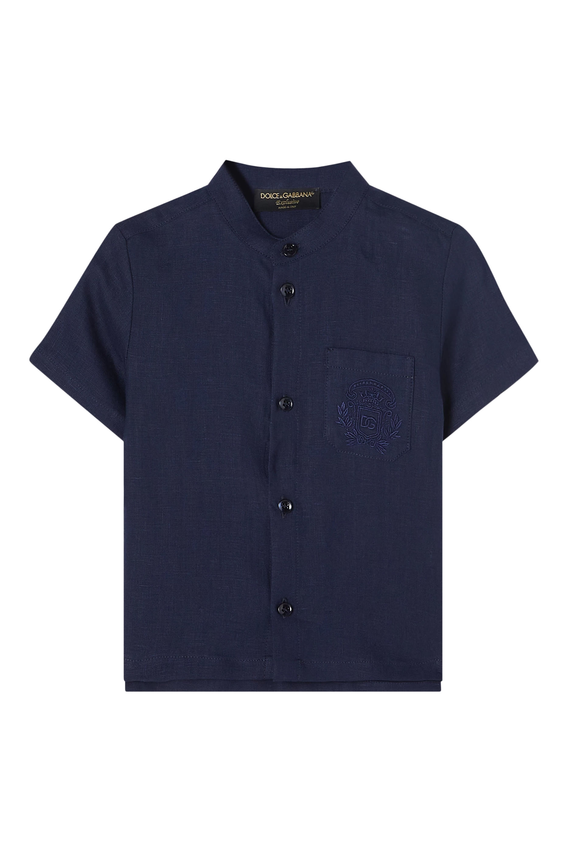Kids Logo Embroidered Linen Shirt