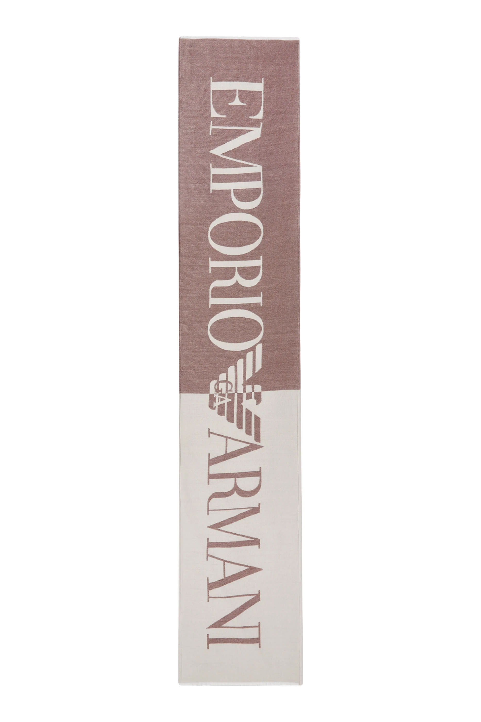 وشاح بلونين ونقشة شعار الماركة بحجم كبير مزيج صوف