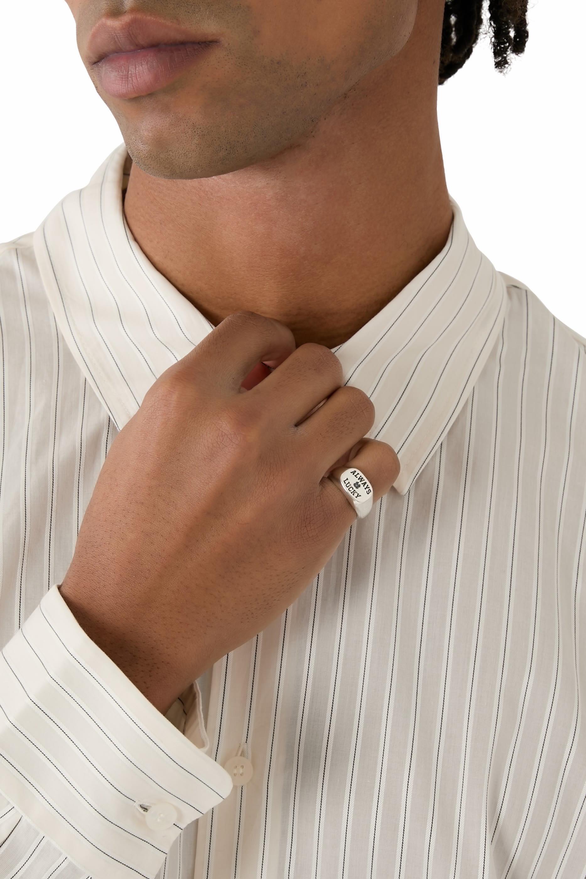 خاتم كلاسيكي بعبارة أولوايز لاكي، فضة إسترلينية عيار 925