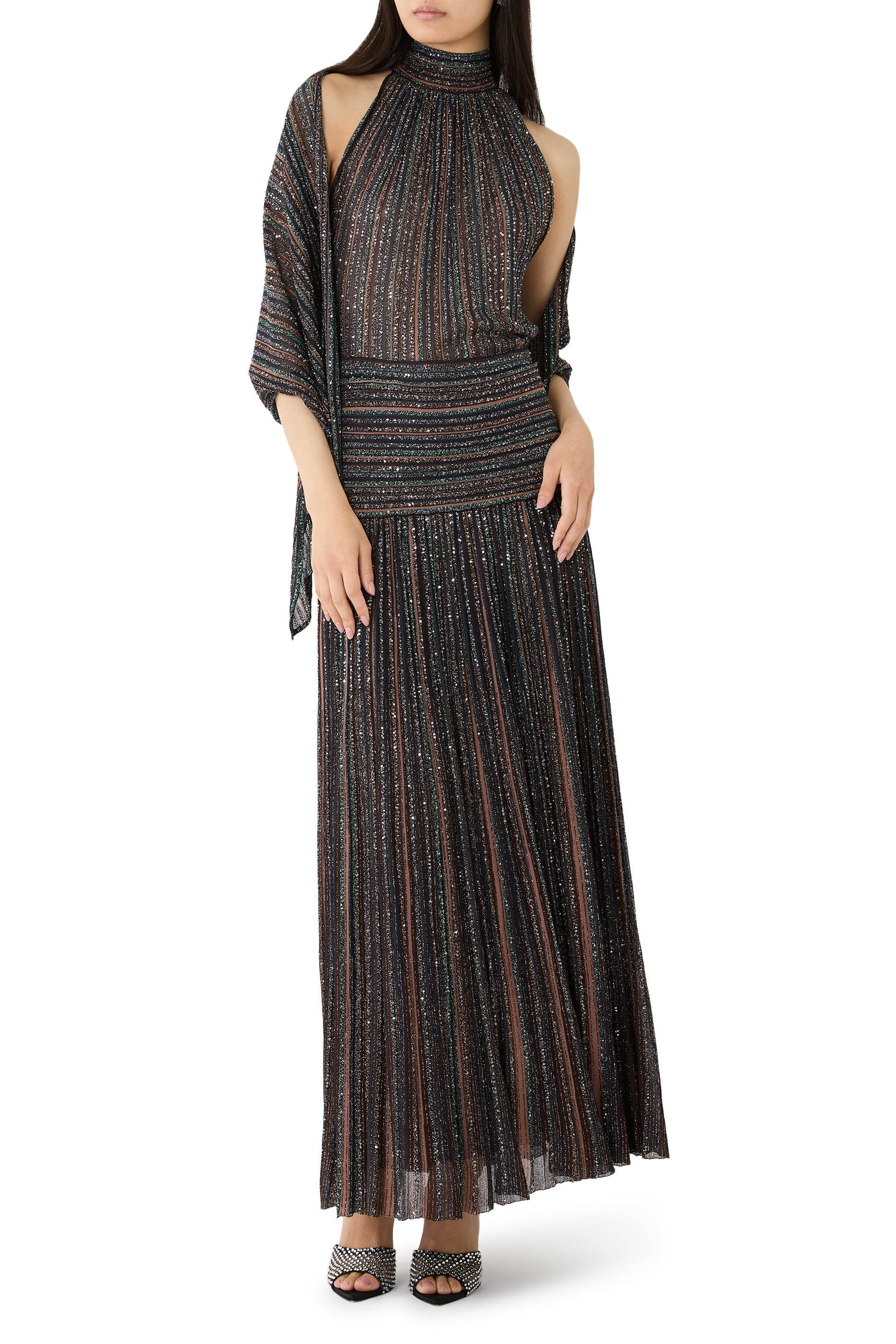 تنورة طويلة بتصميم مضلع مزيج فيسكوز لاميه