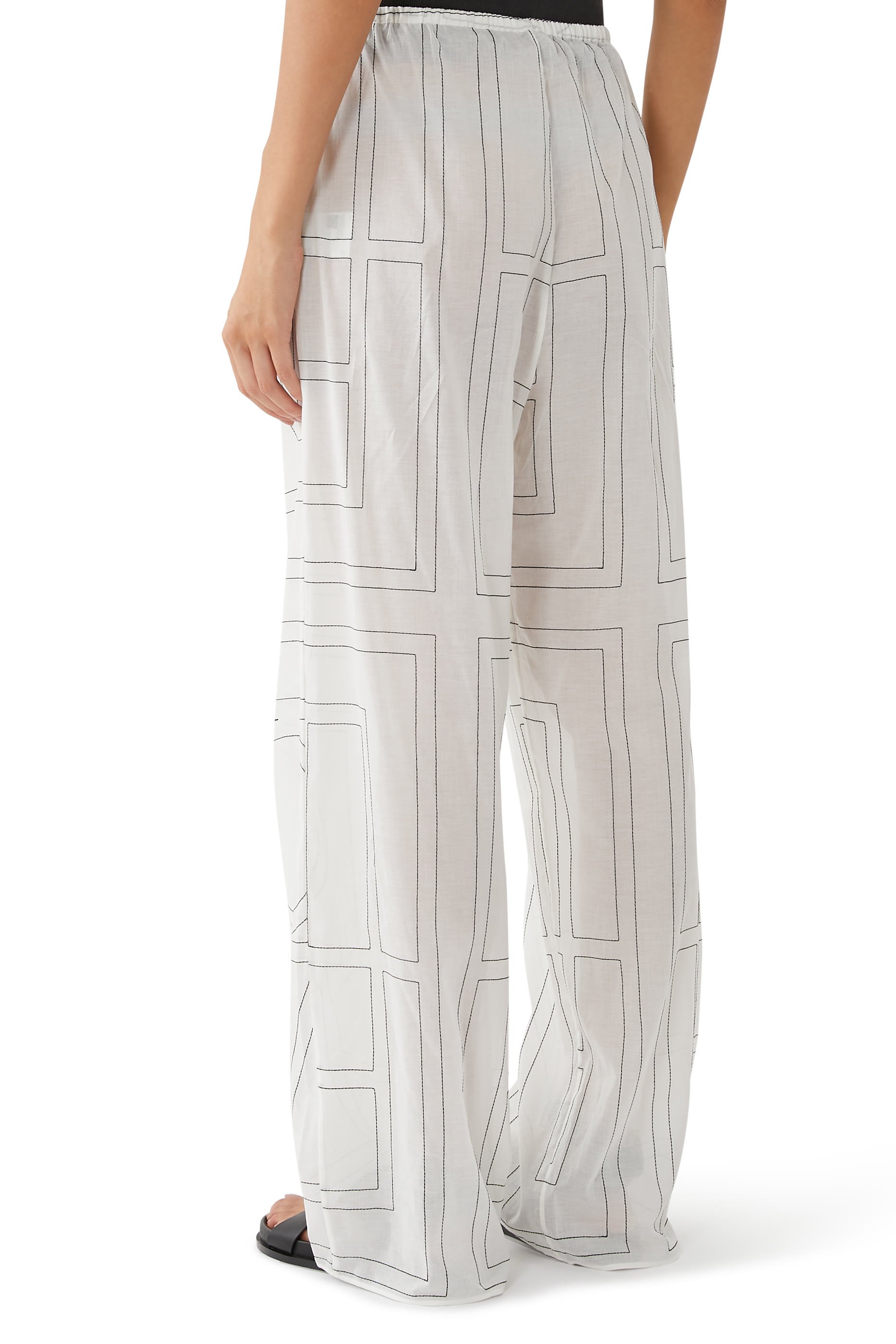 بنطال بيجامة قطن مزين بشعار الماركة