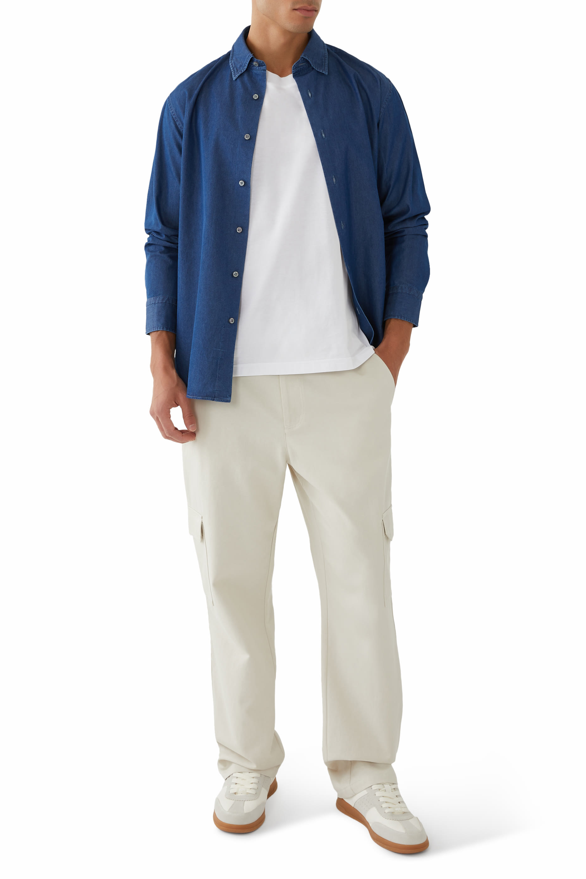 قميص بأزرار إغلاق قطن