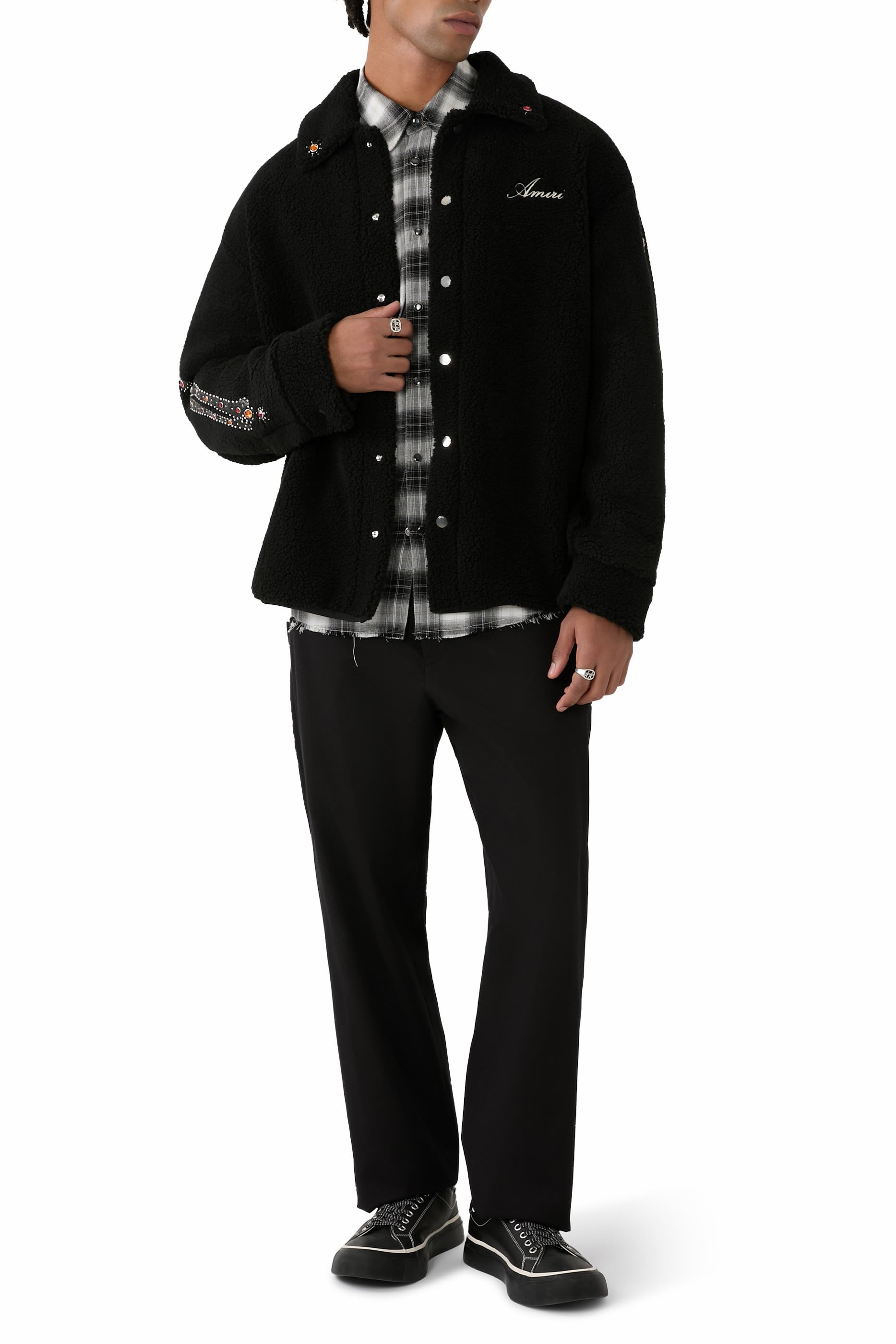 سترة بنقشة مربعات مزينة برقع هيكل عظمي