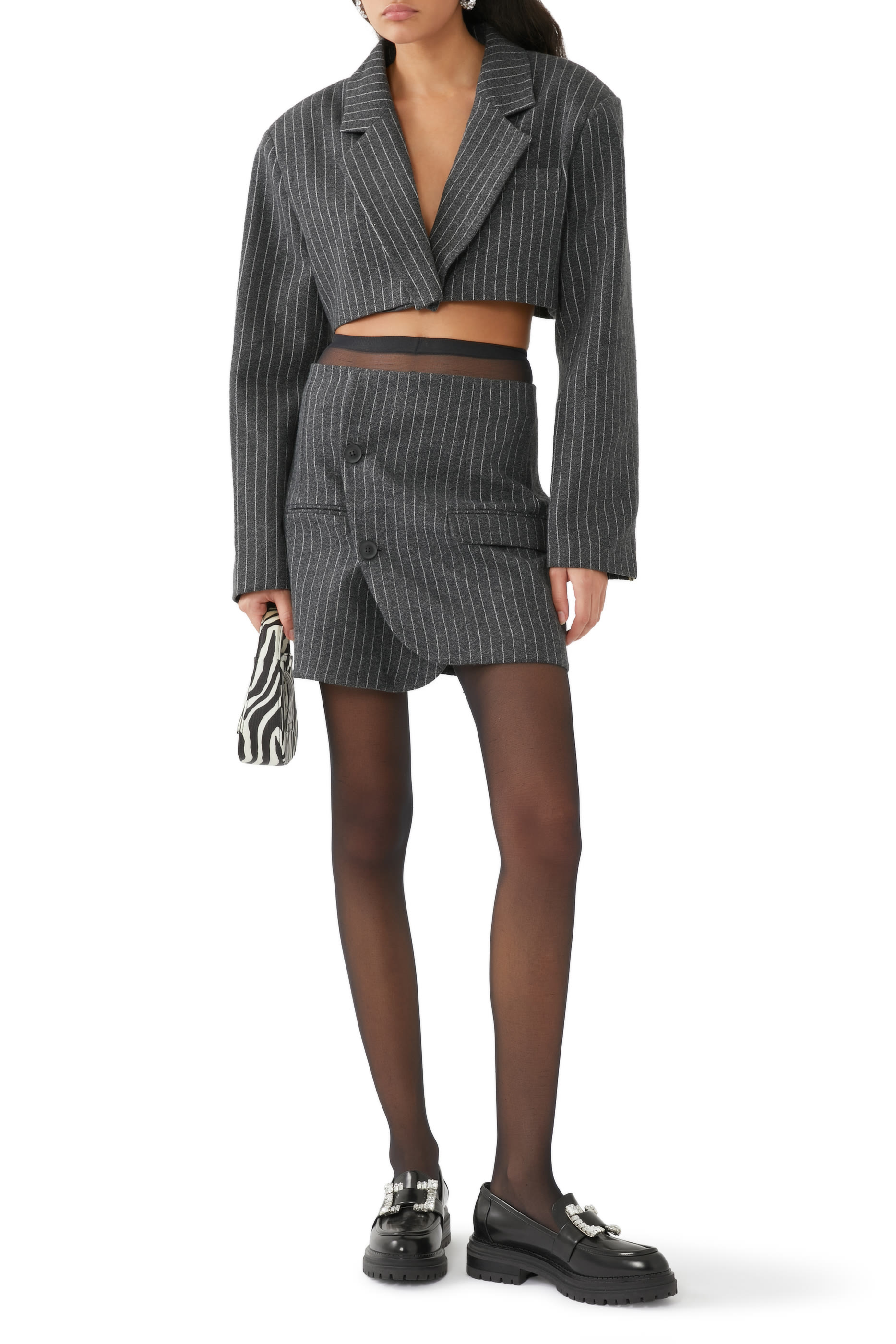 تنورة بتصميم متداخل بخصر مرتفع