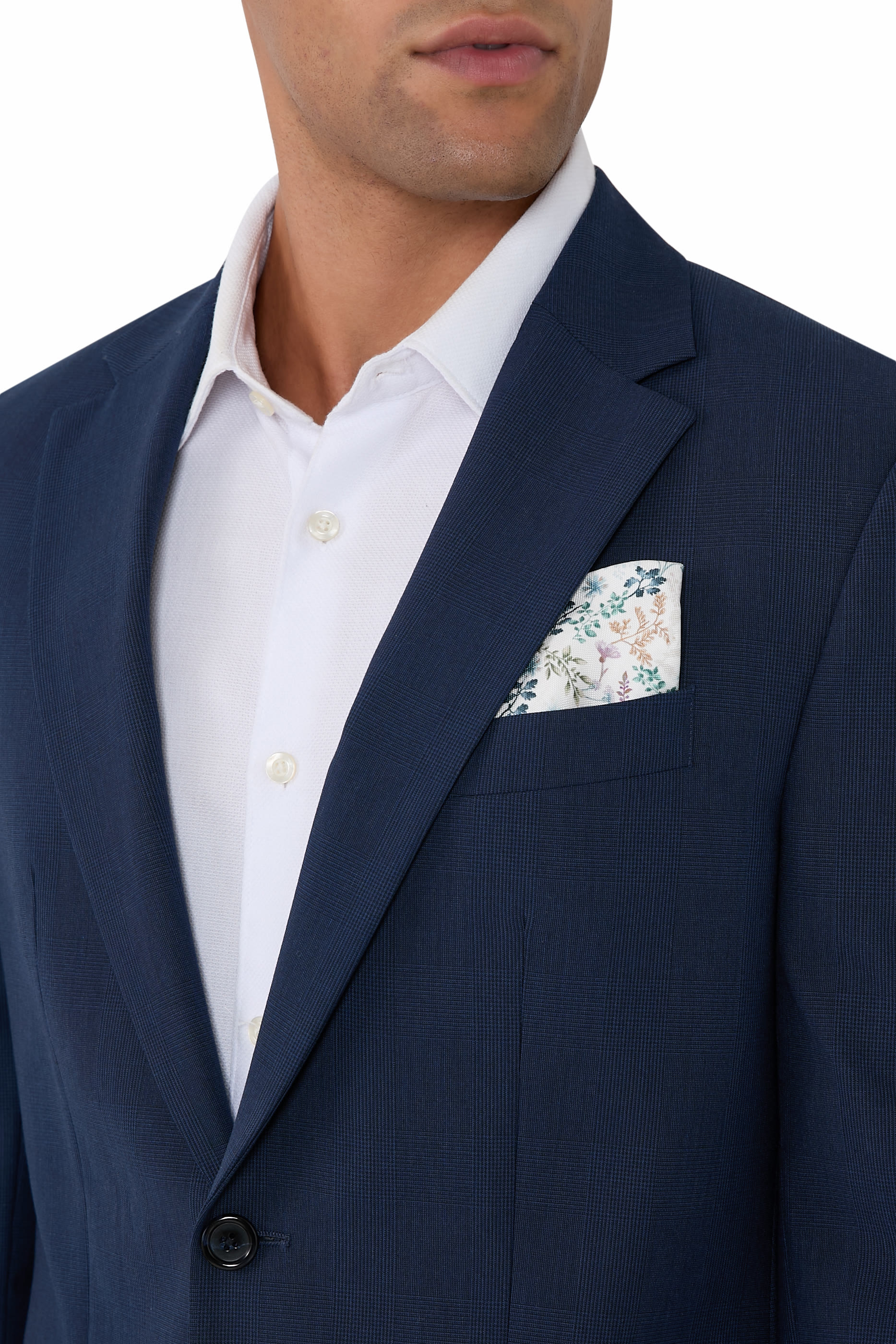 منديل جيب أوكسفورد بنقشة نباتية حرير