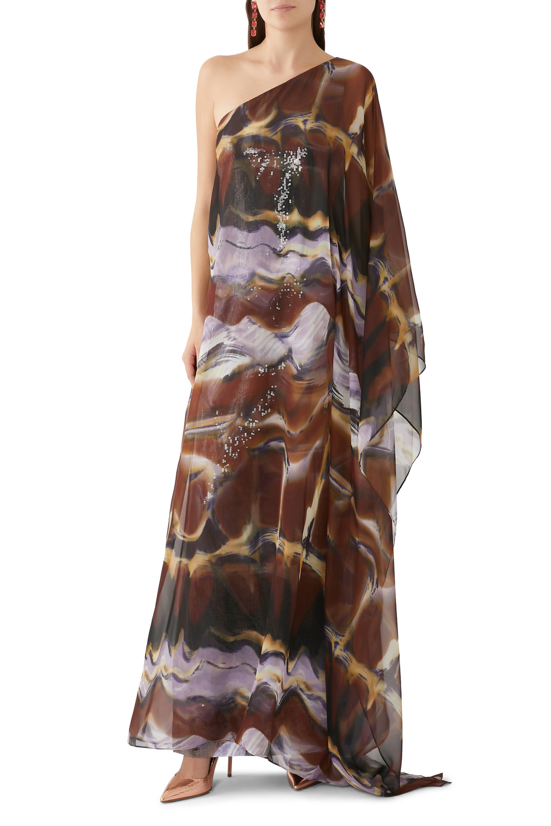 فستان سهرة أوشي ترتر وشيفون