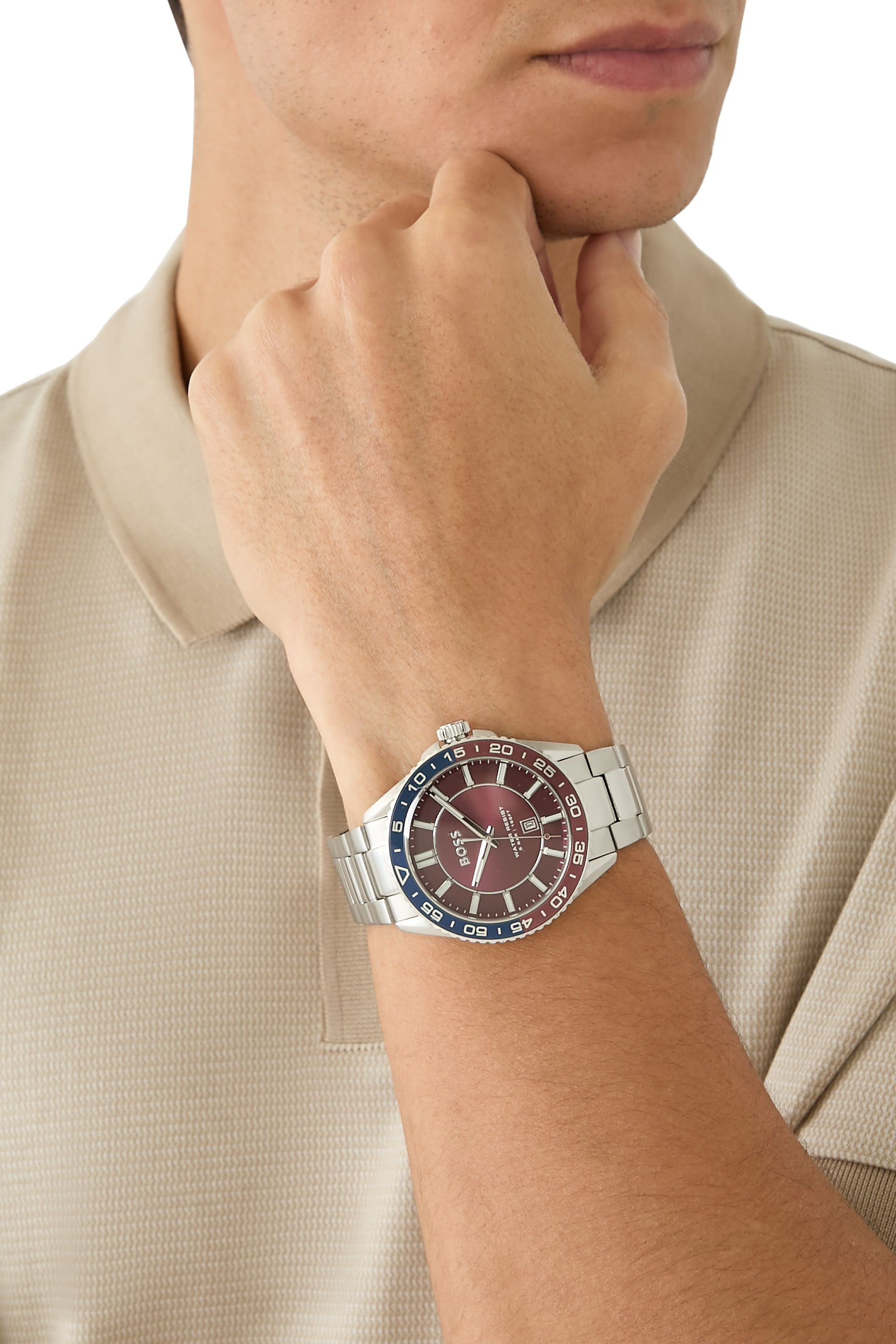 ساعة ستانلس ستيل مع إطار دوار