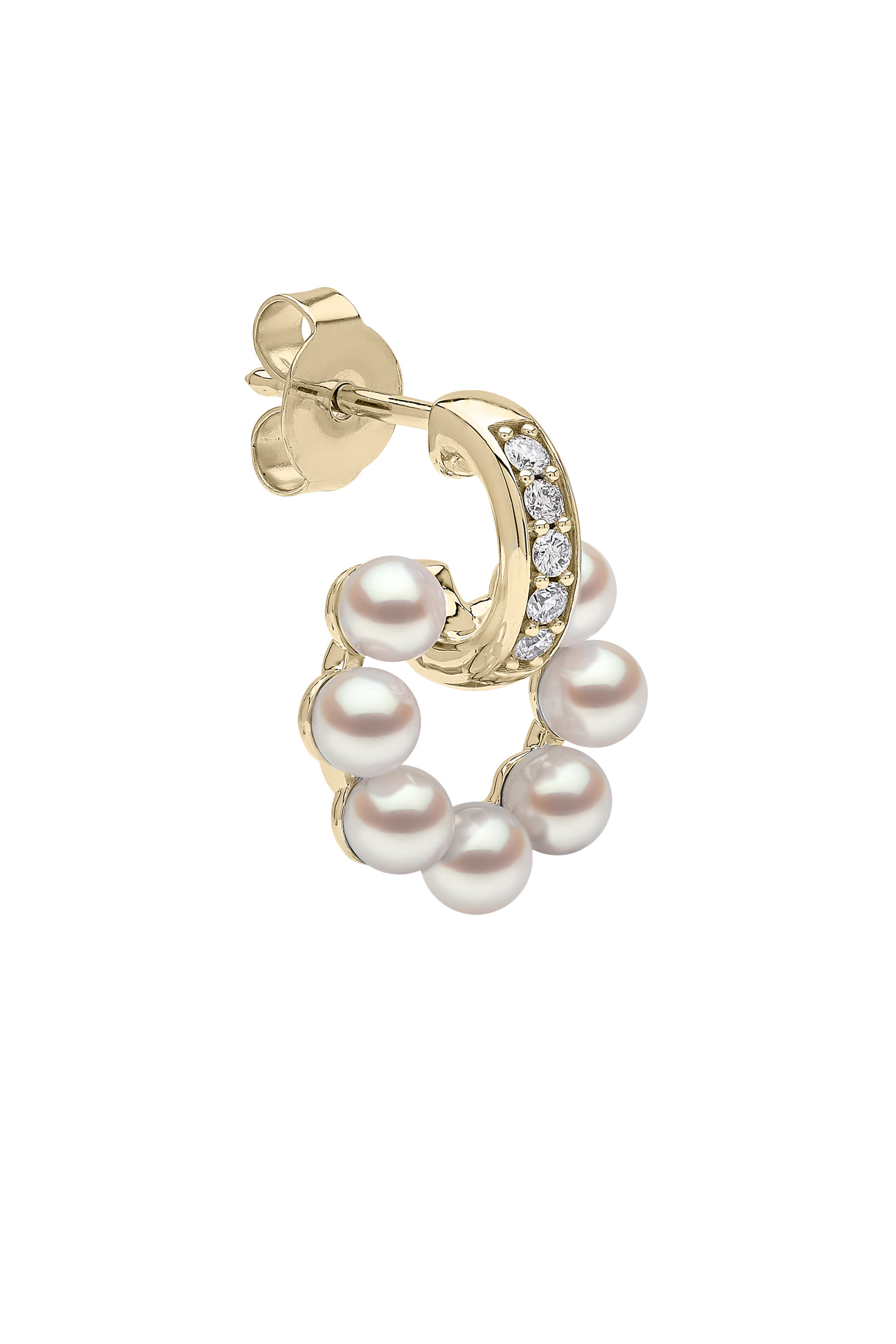 Eclipse Moon Pendant, 18K Gold, Pearl & Diamond