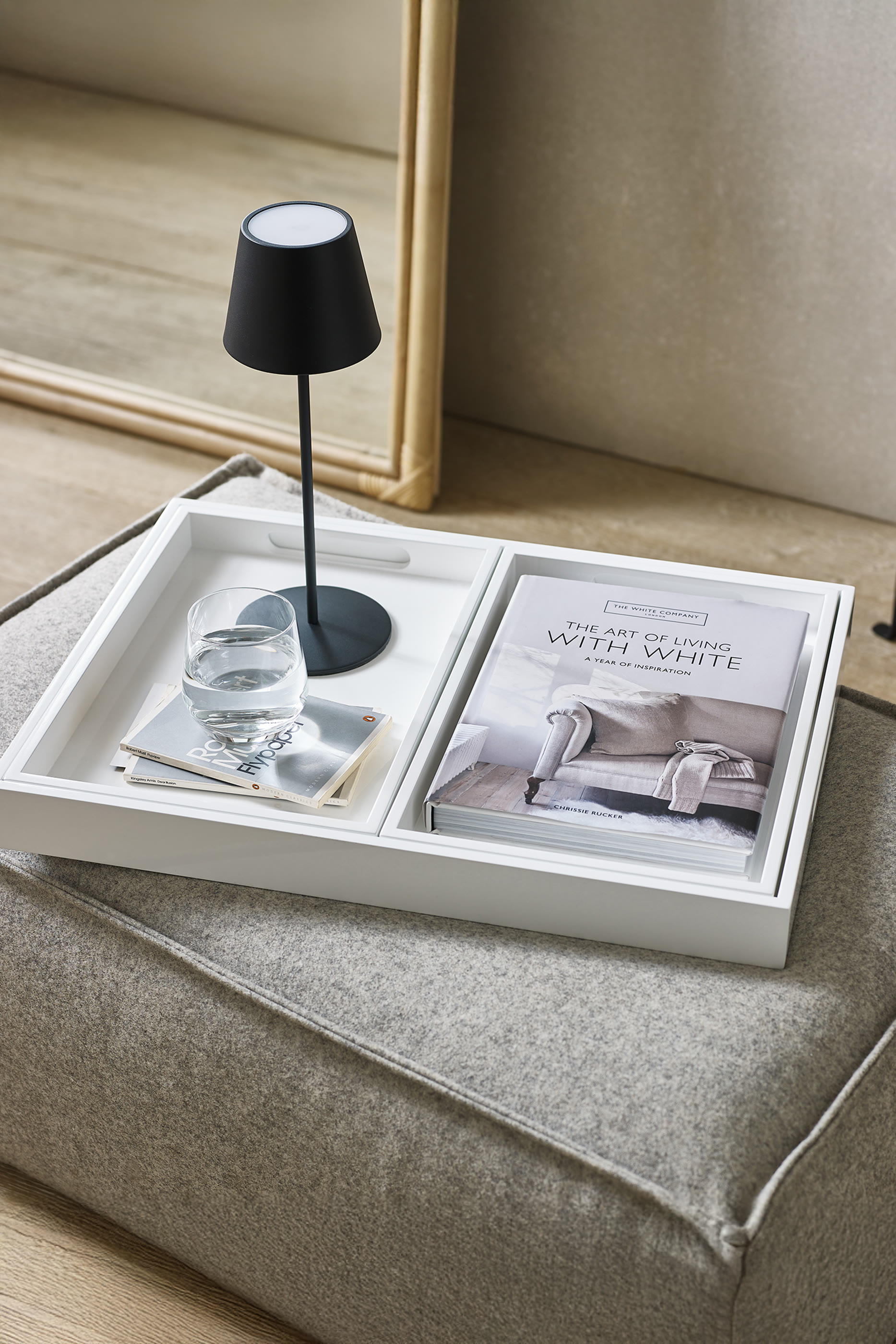 مجموعة صواني كبيرة مطلية بتصميم مستطيل