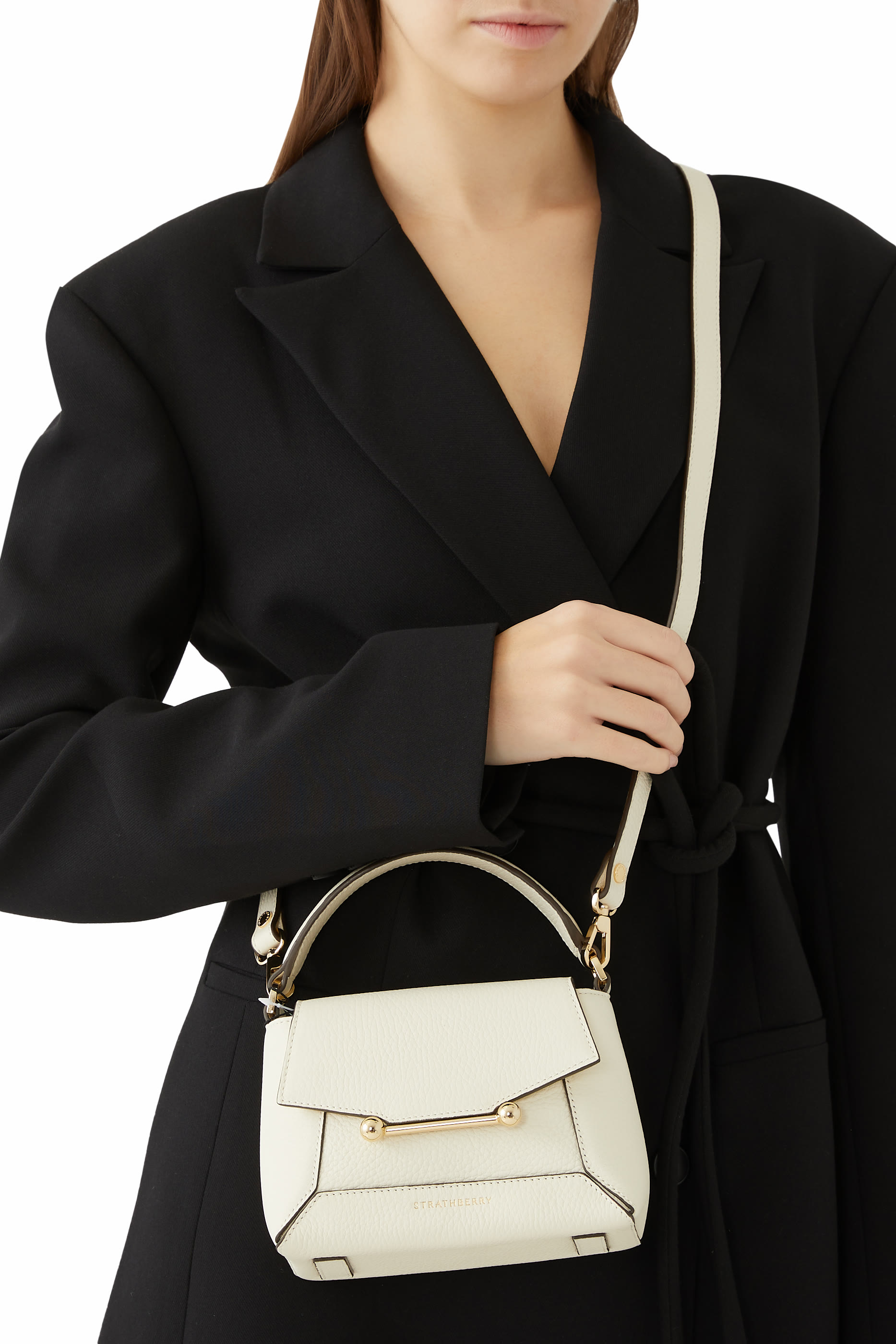 حقيبة موزاييك نانو بيد علوية جلد عجل بارز