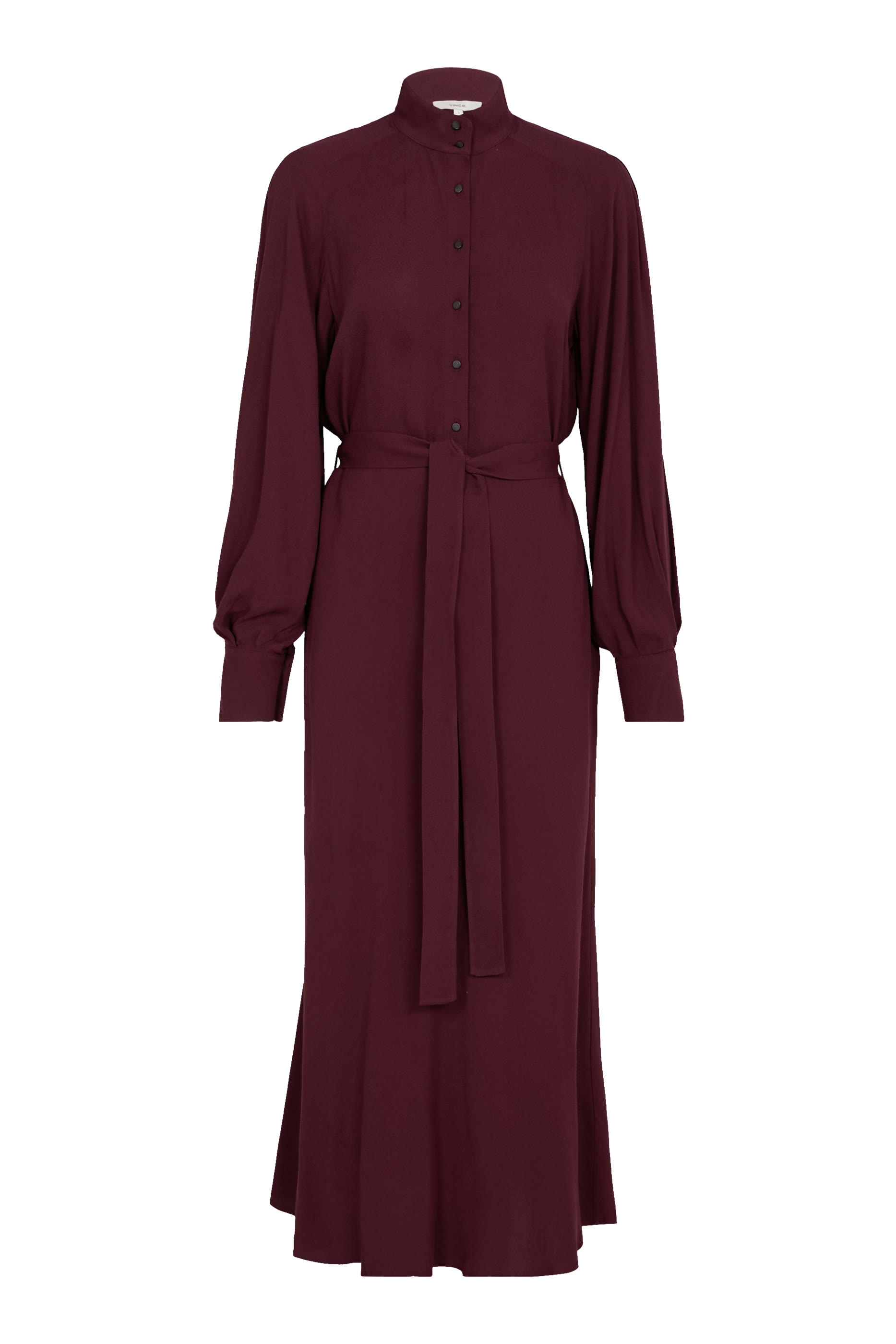 Crepe Collar-Stand Shirt Dress